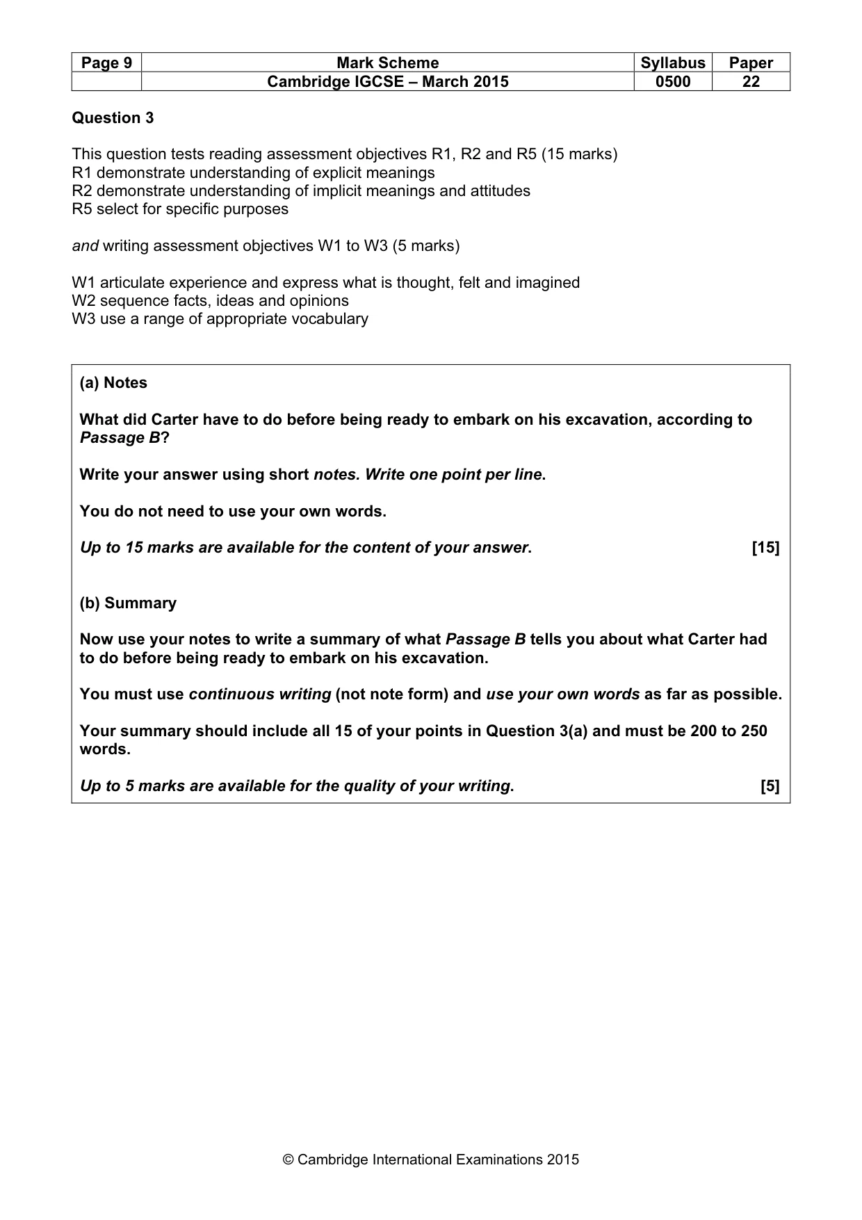 Mark scheme, page 9 of 11
