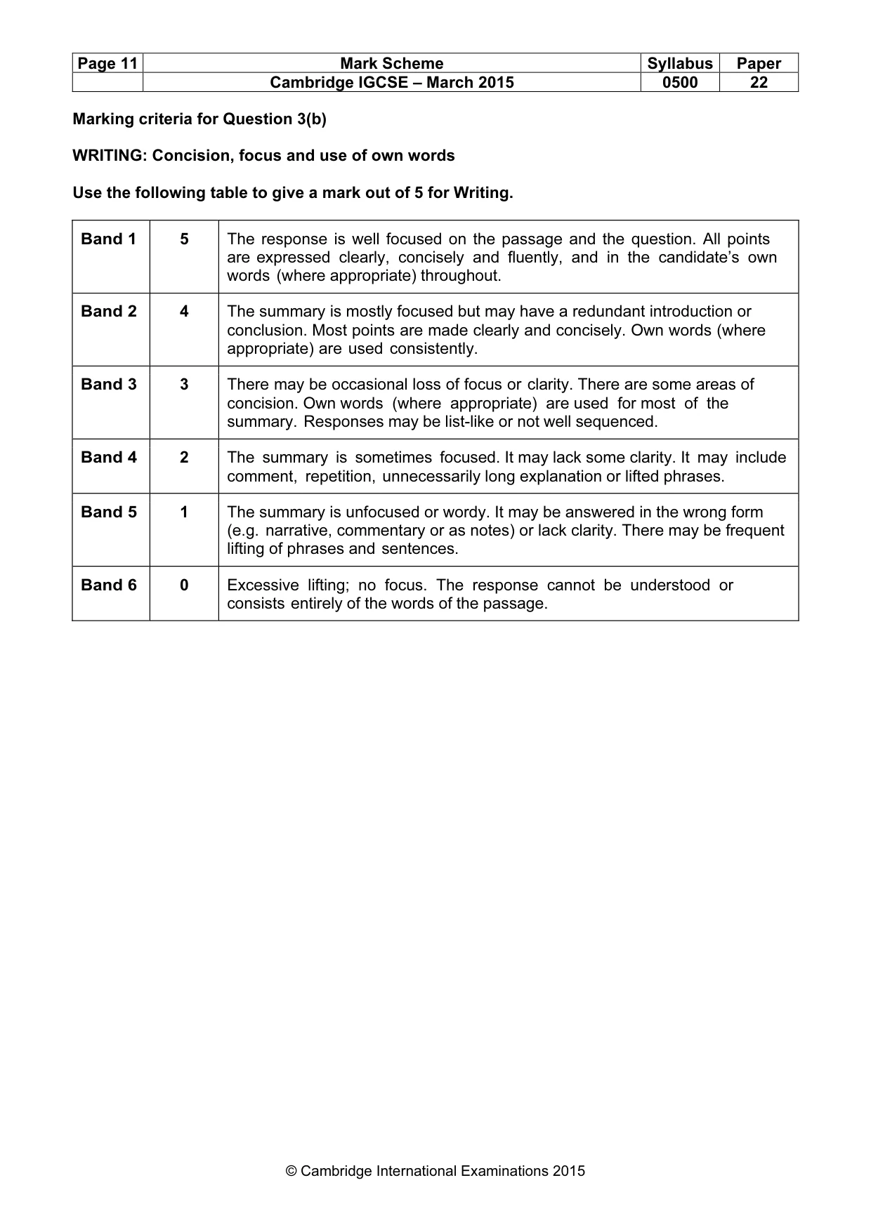 Mark scheme, page 11 of 11