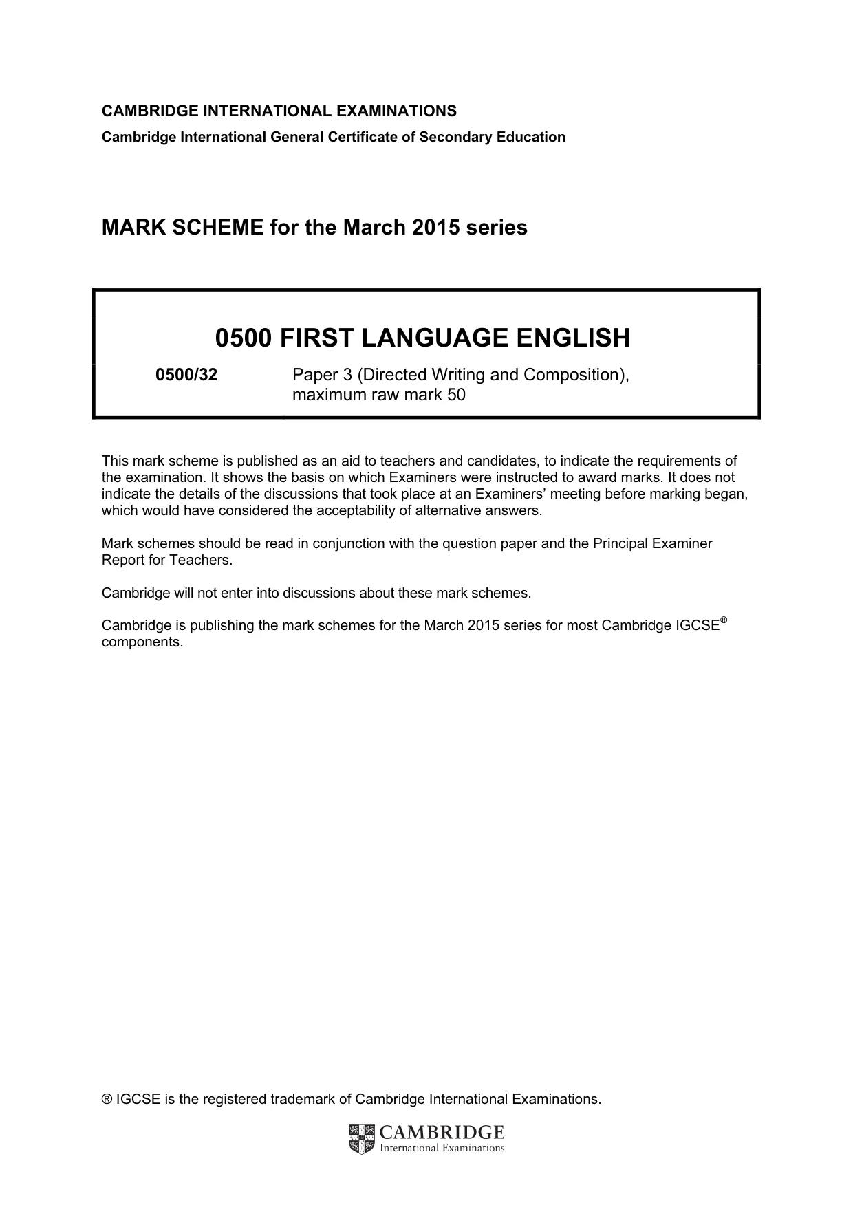 Mark scheme, page 1 of 8