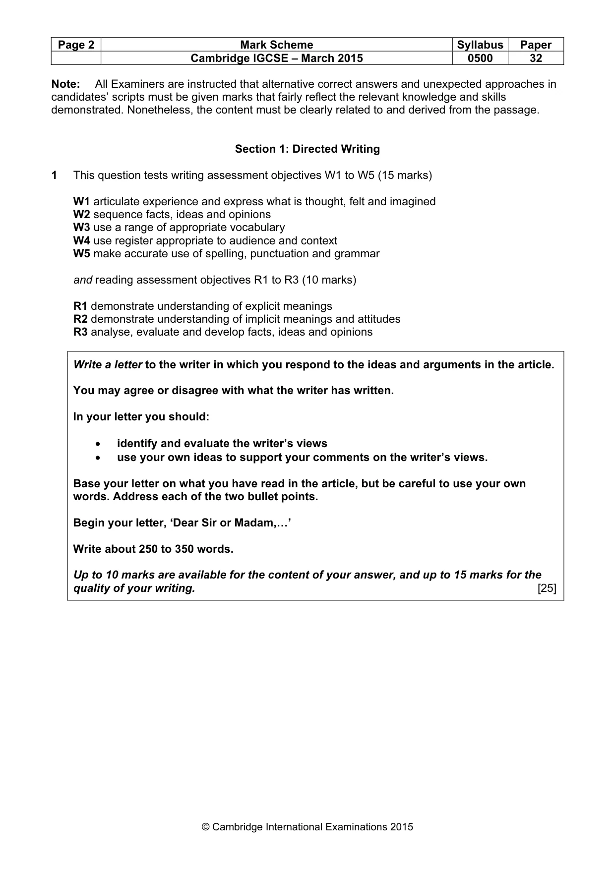 Mark scheme, page 2 of 8