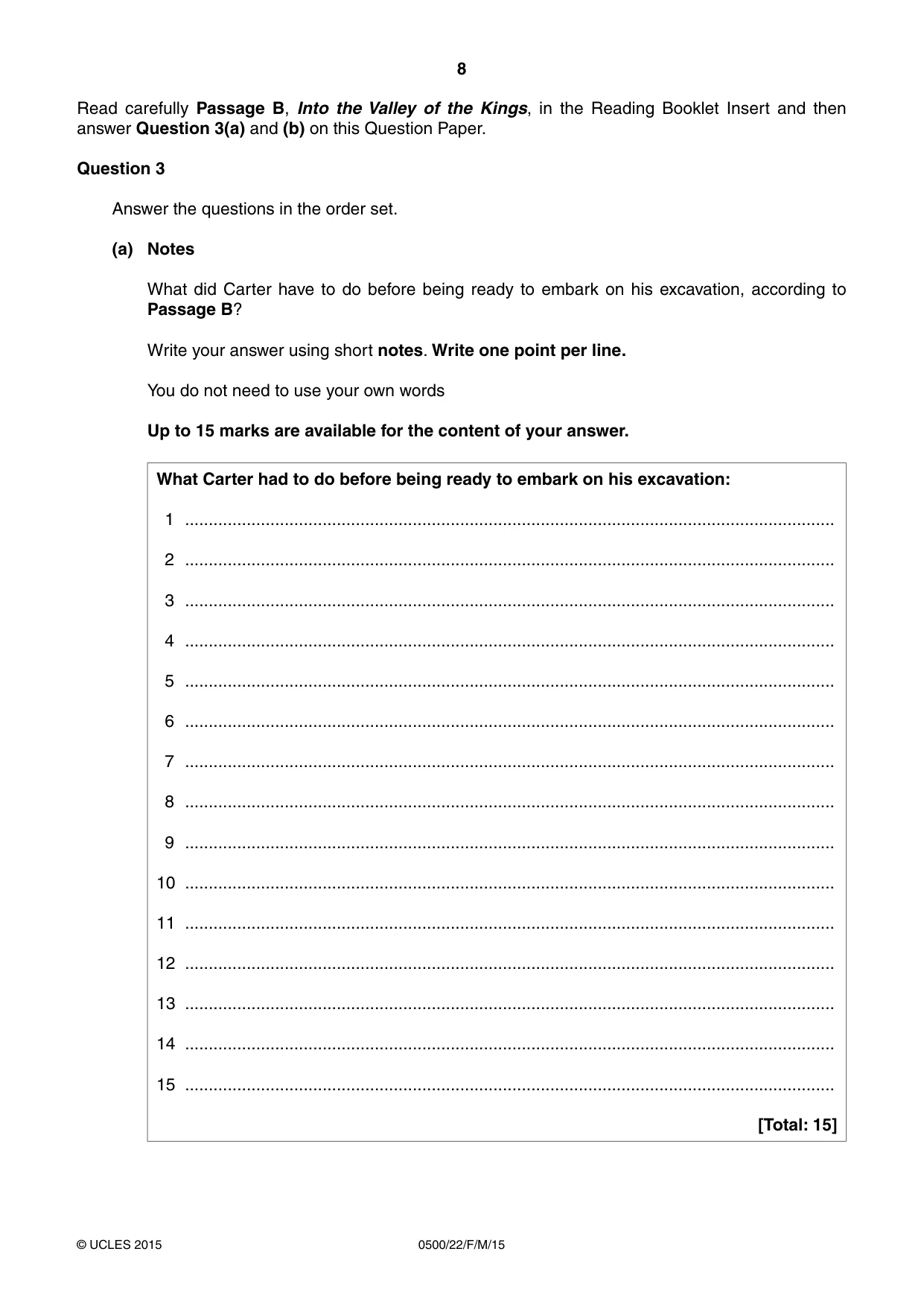 Cambridge IGCSE English - First Language 0500 2015 Feb/March Paper 2 · Variant 2 question paper, page 8 of 12