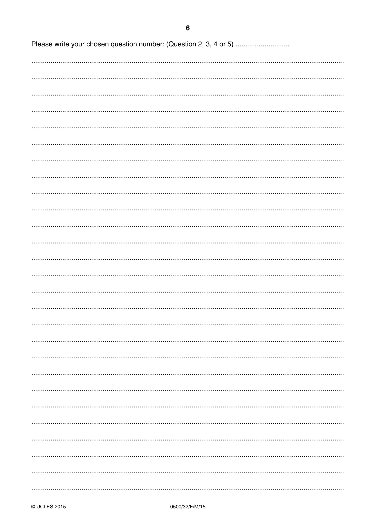 Cambridge IGCSE English - First Language 0500 2015 Feb/March Paper 3 · Variant 2 question paper, page 6 of 12