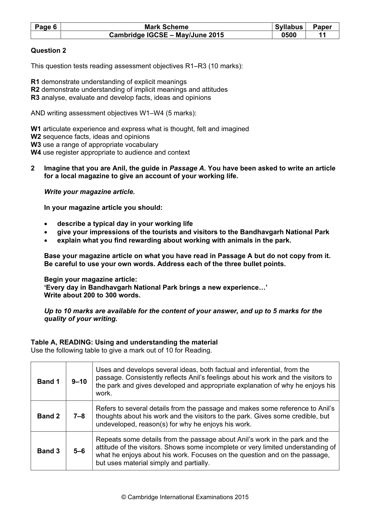 Mark scheme, page 6 of 10