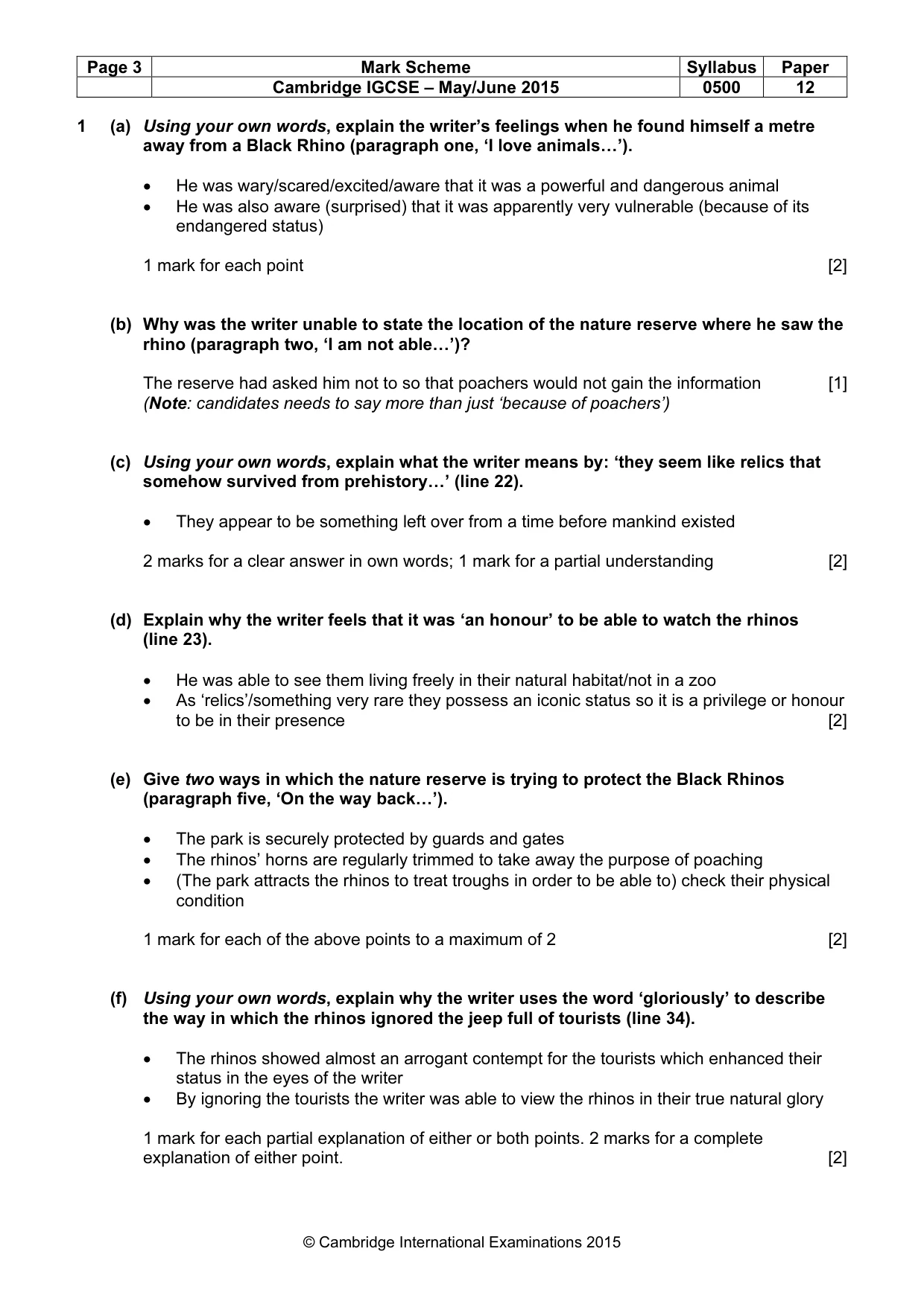 Mark scheme, page 3 of 9