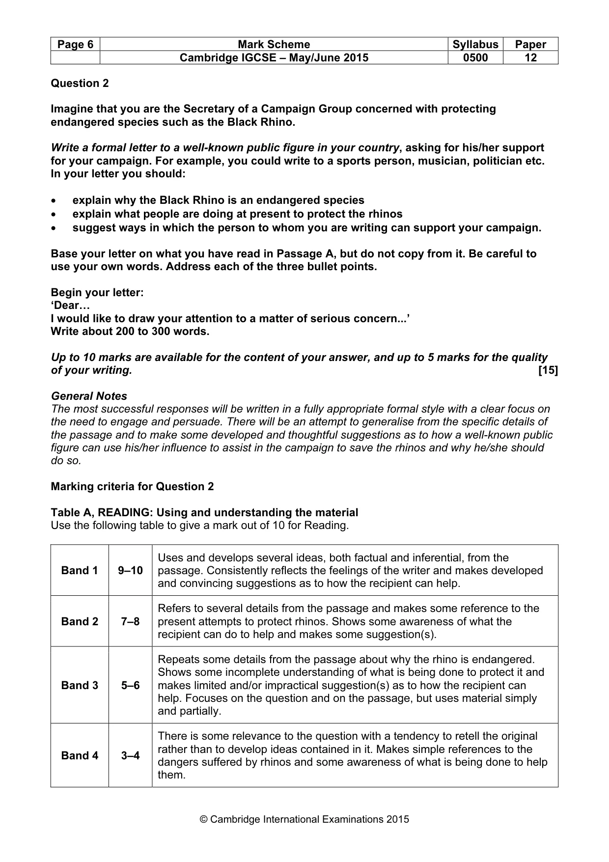 Mark scheme, page 6 of 9