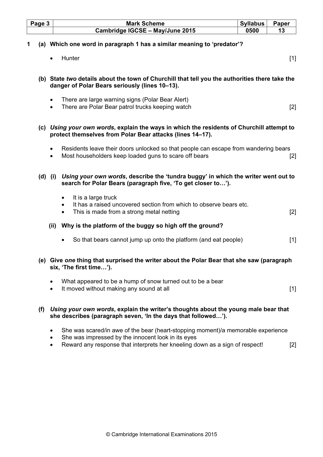 Mark scheme, page 3 of 9