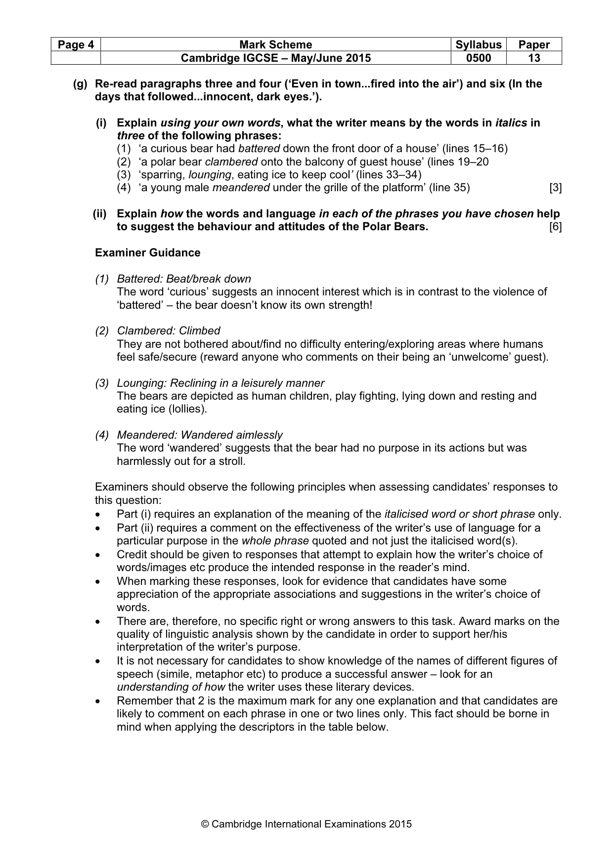 Mark scheme, page 4 of 9