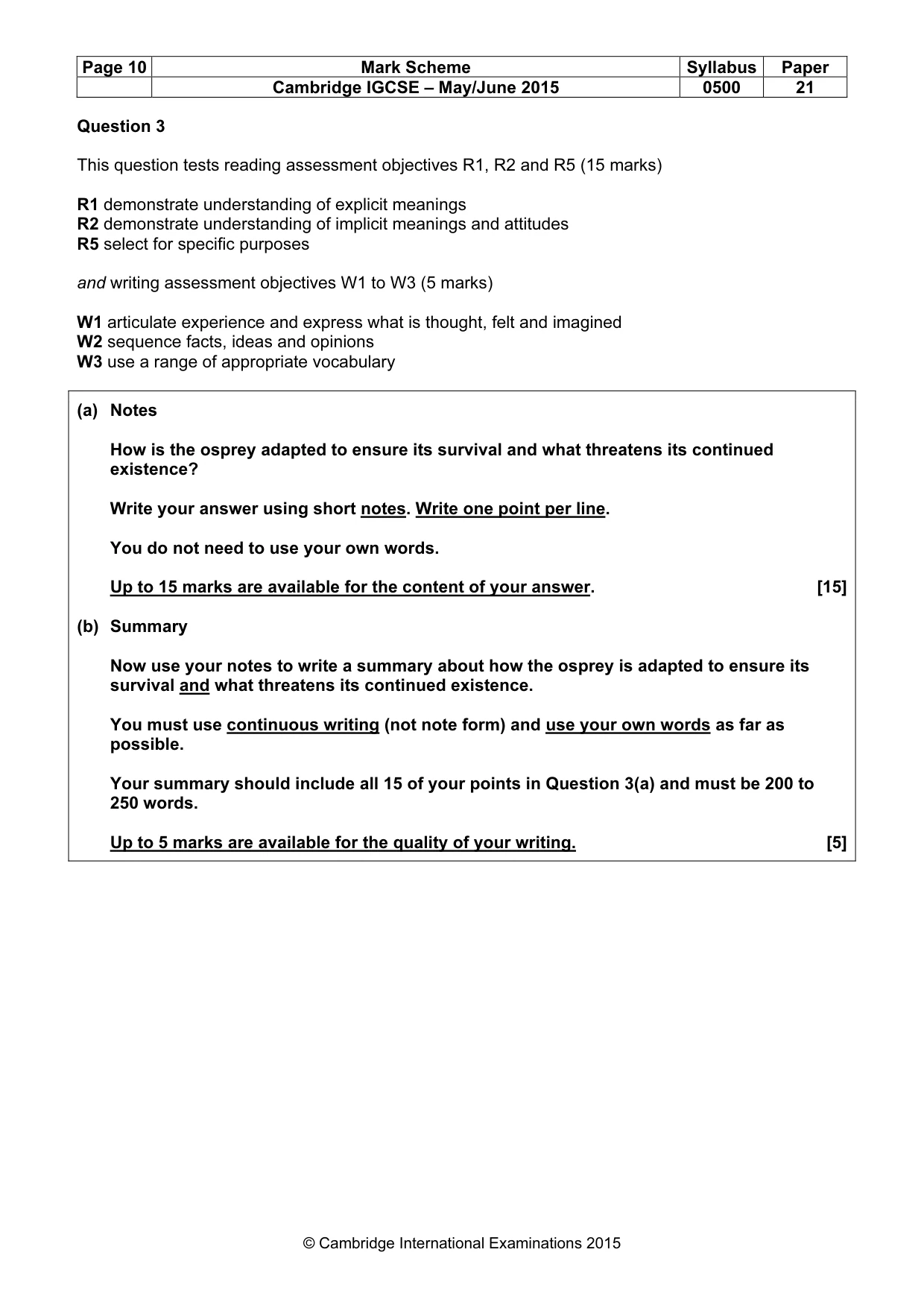 Mark scheme, page 10 of 12