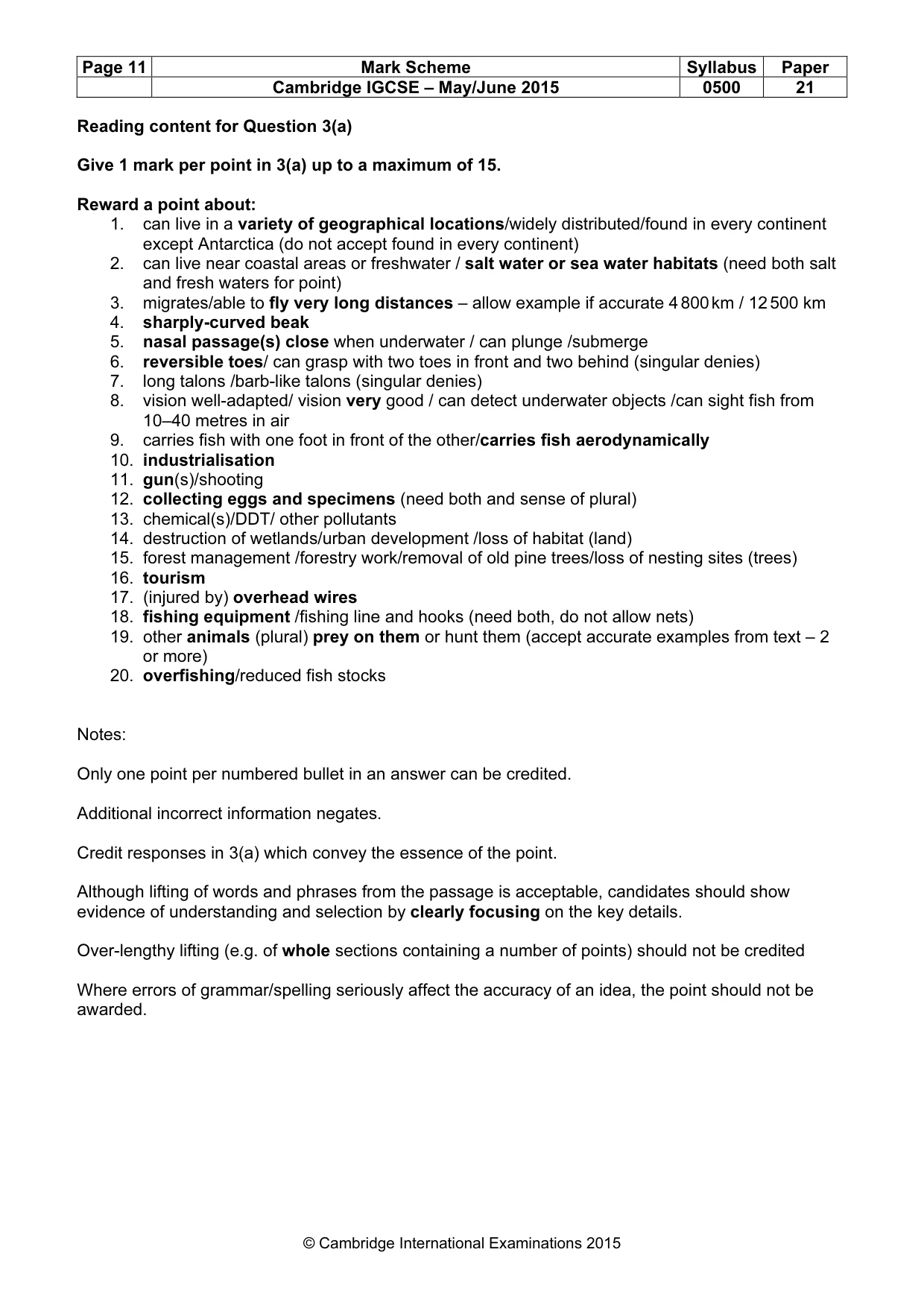 Mark scheme, page 11 of 12