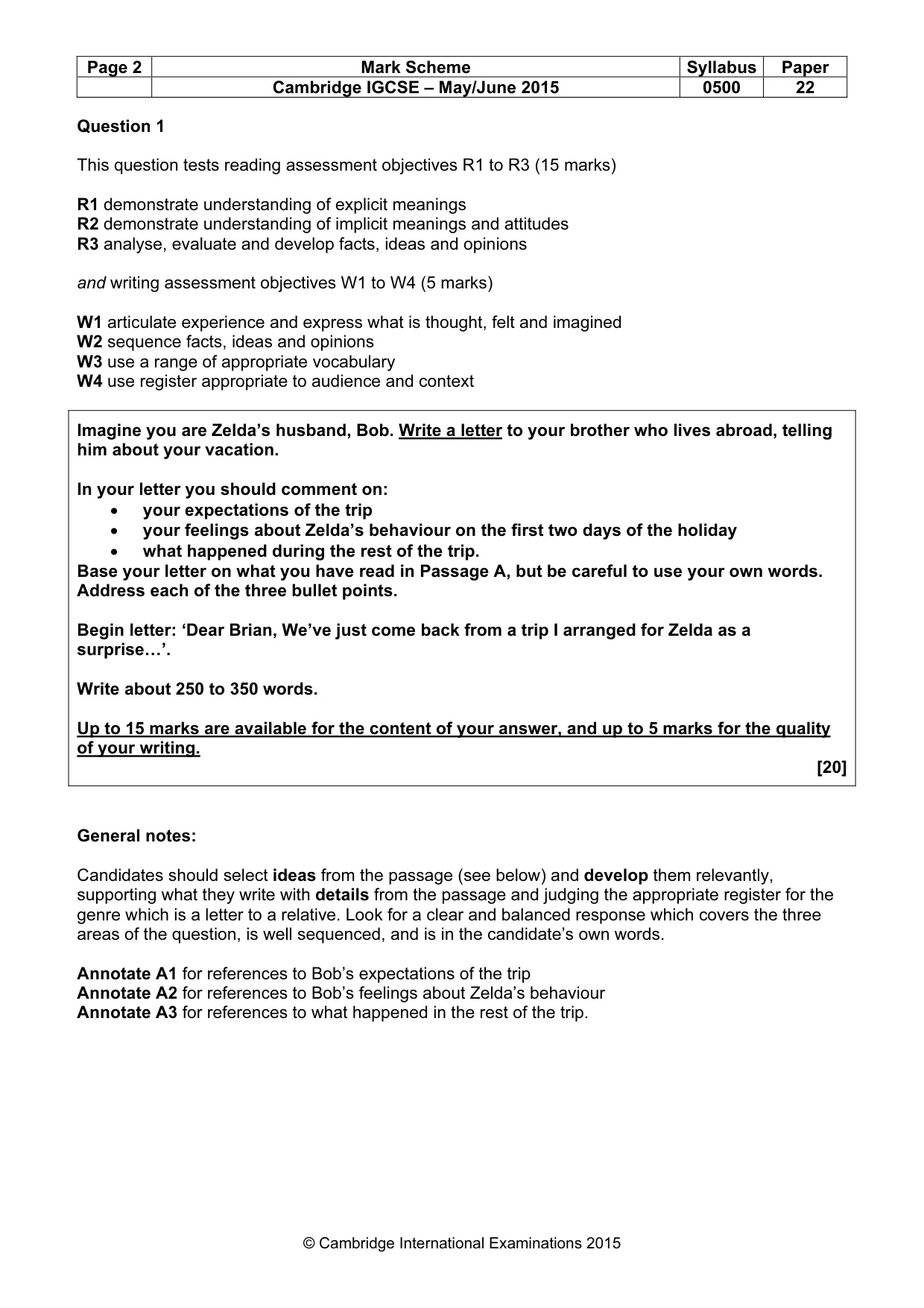 Mark scheme, page 2 of 11