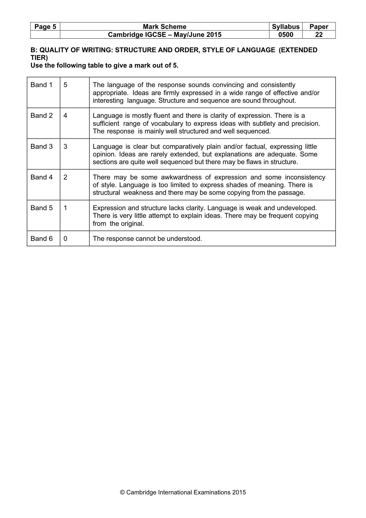 Mark scheme, page 5 of 11