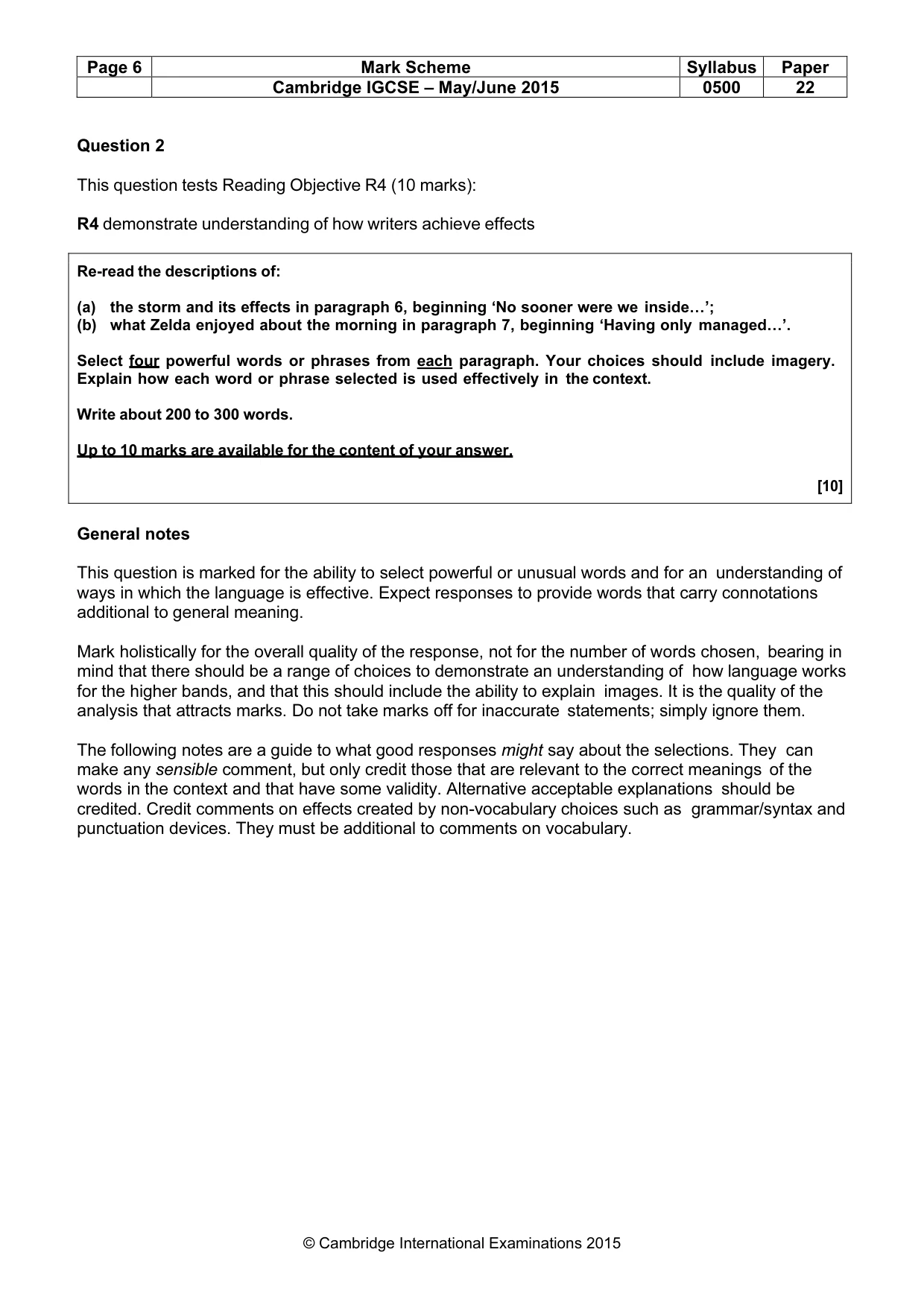 Mark scheme, page 6 of 11