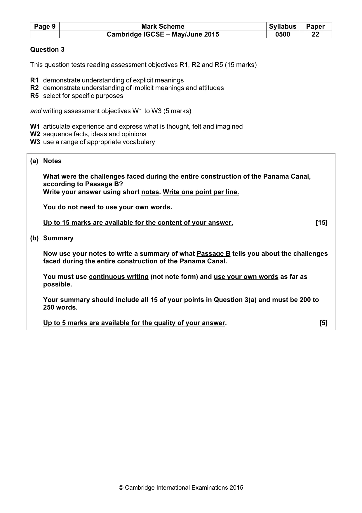 Mark scheme, page 9 of 11