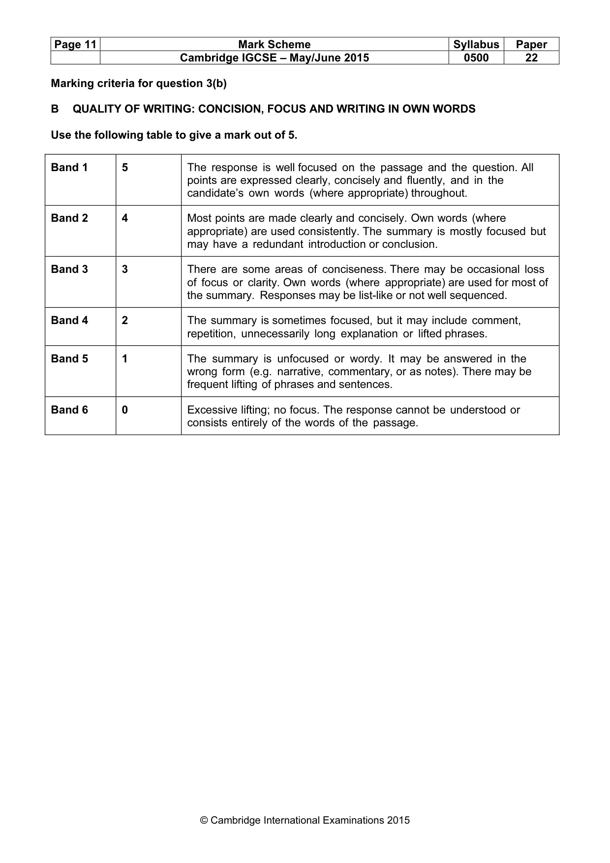 Mark scheme, page 11 of 11