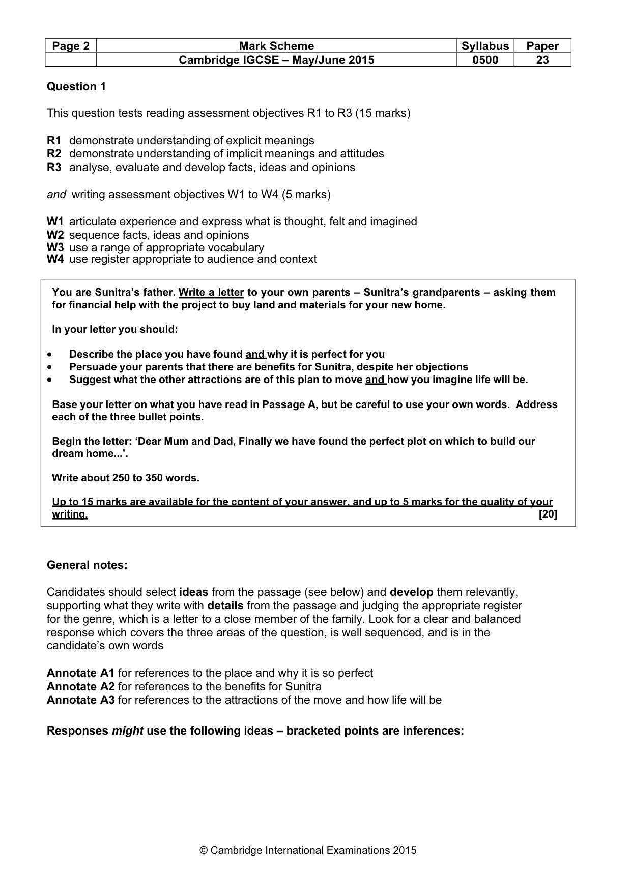 Mark scheme, page 2 of 10