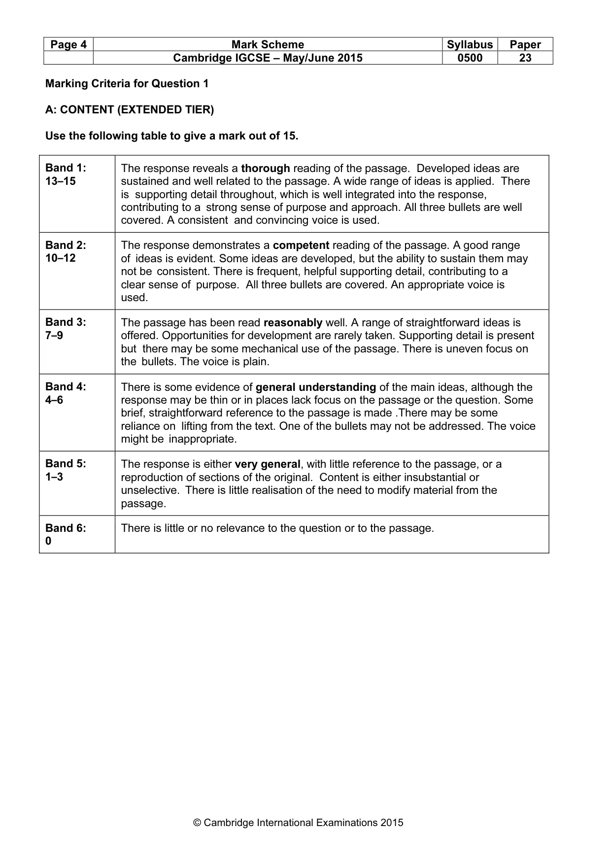 Mark scheme, page 4 of 10