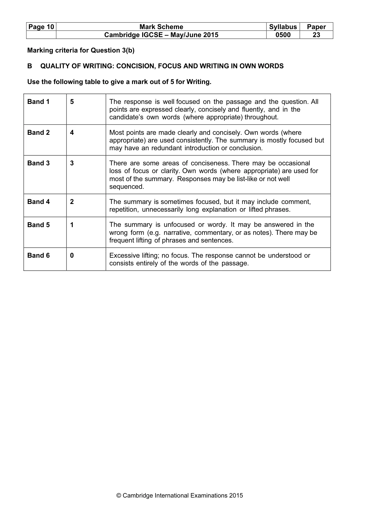Mark scheme, page 10 of 10