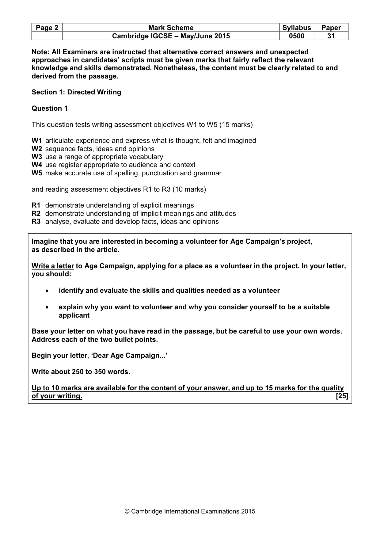Mark scheme, page 2 of 8