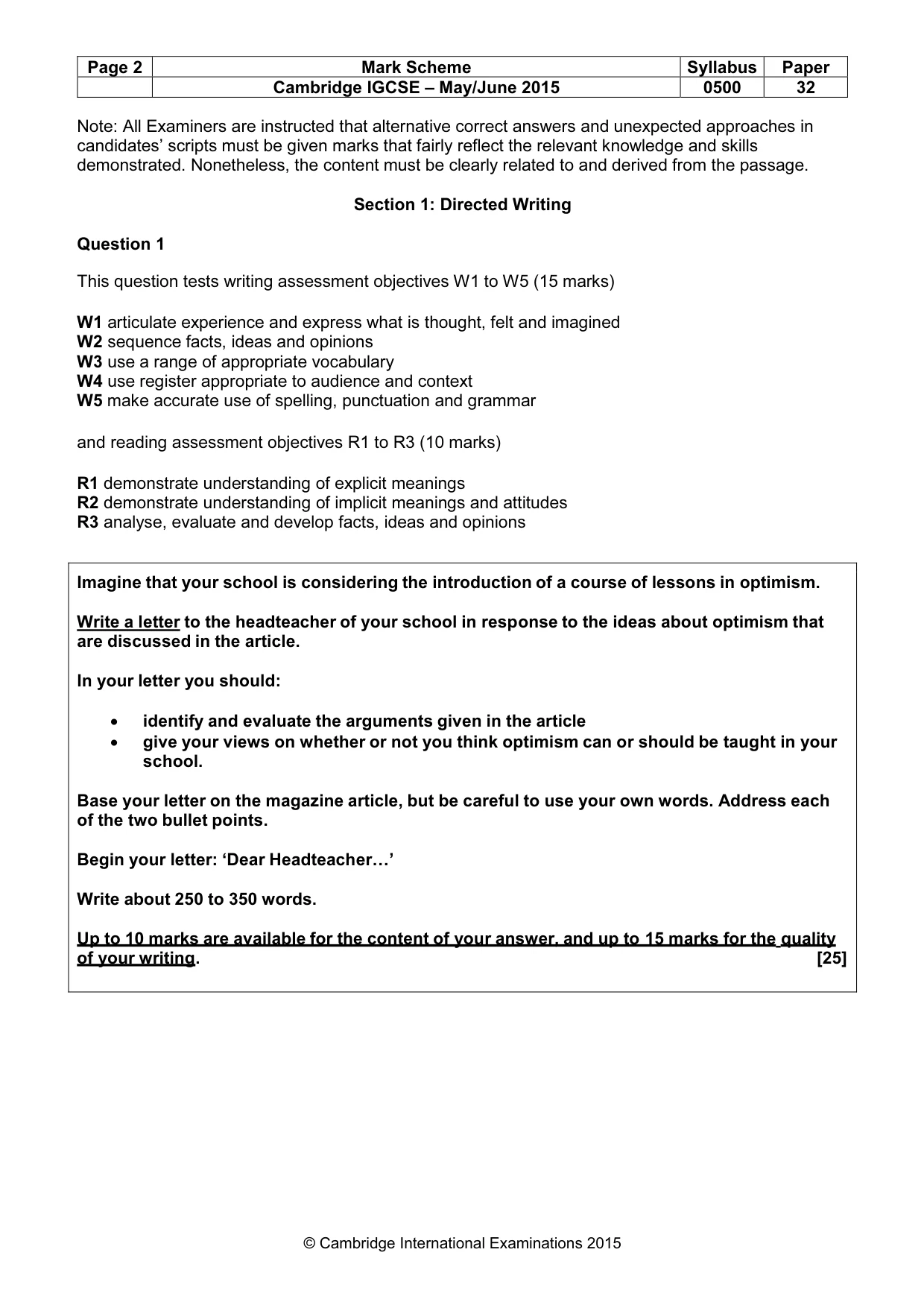 Mark scheme, page 2 of 8