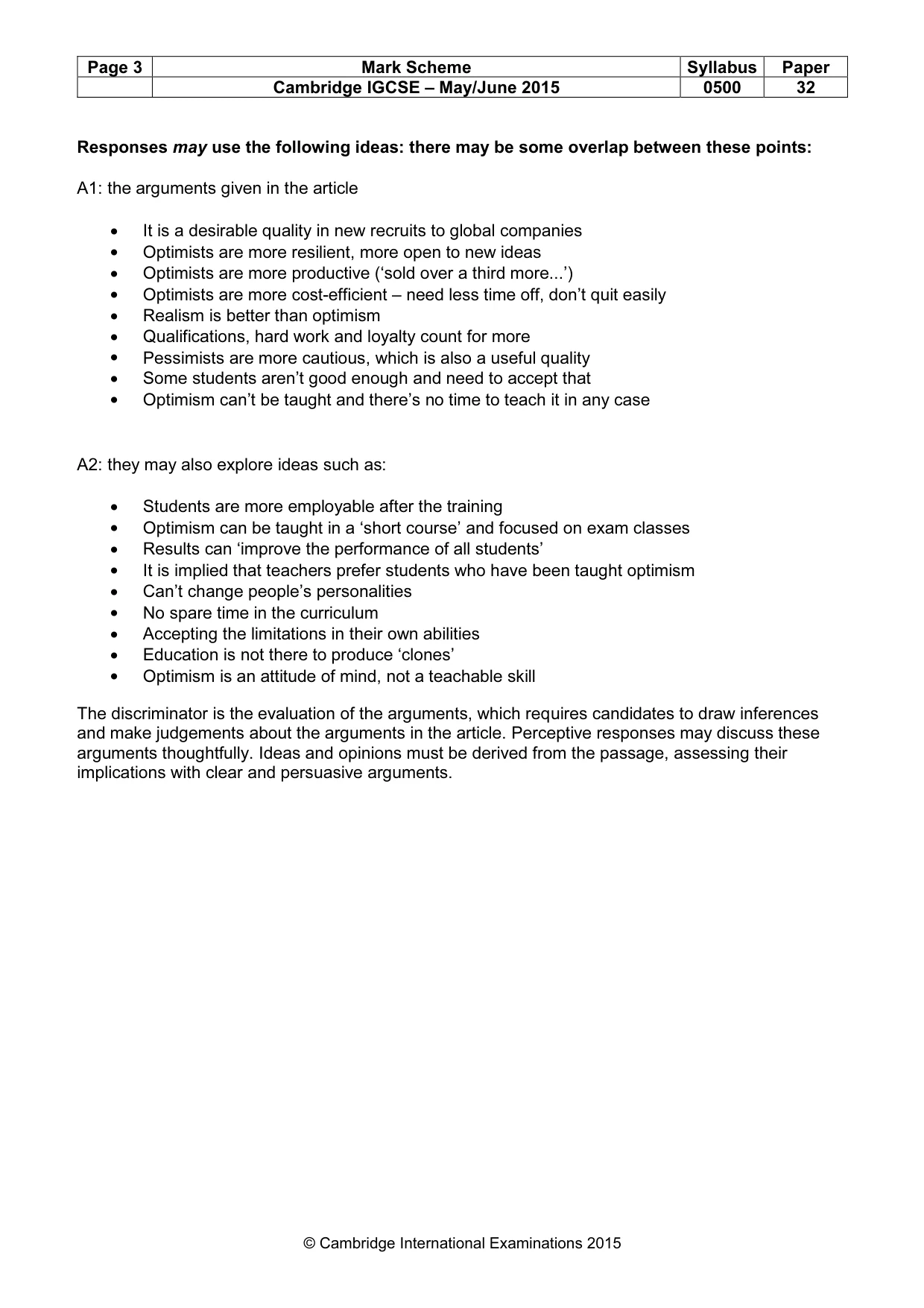 Mark scheme, page 3 of 8