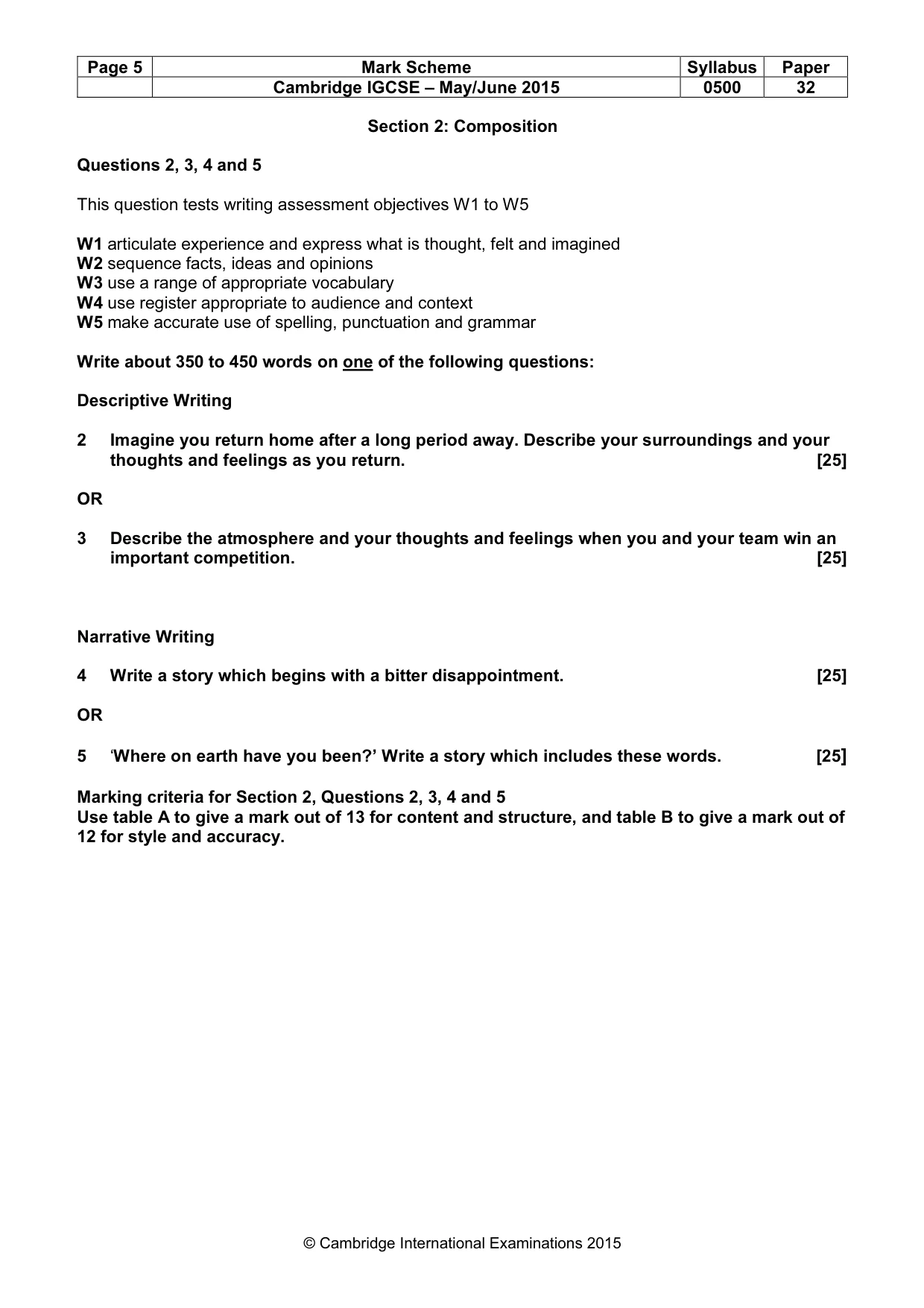 Mark scheme, page 5 of 8