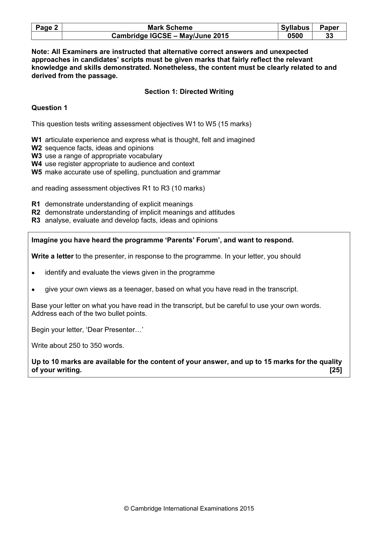 Mark scheme, page 2 of 8