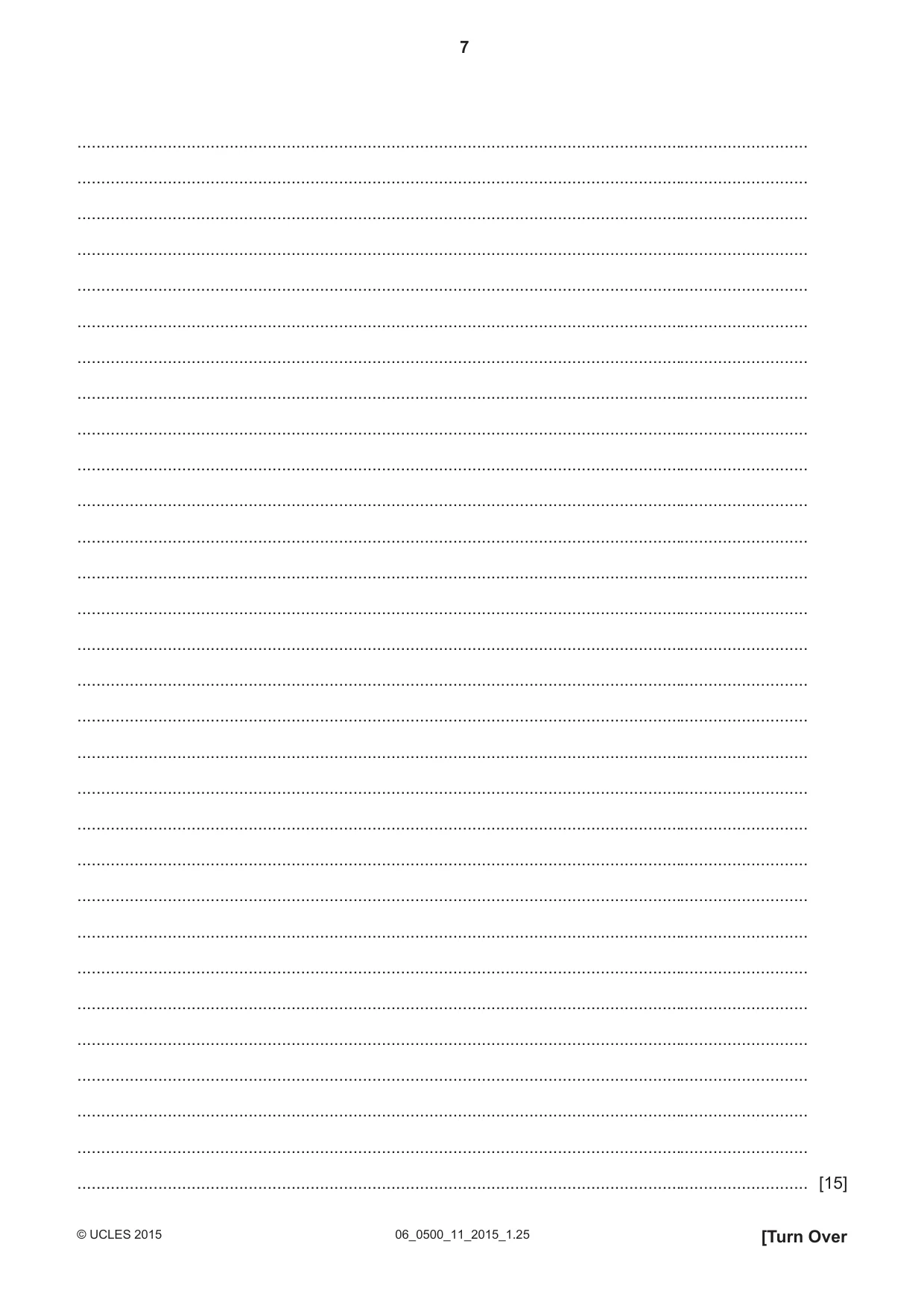 Cambridge IGCSE English - First Language 0500 2015 May/June Paper 1 · Variant 1 question paper, page 7 of 12