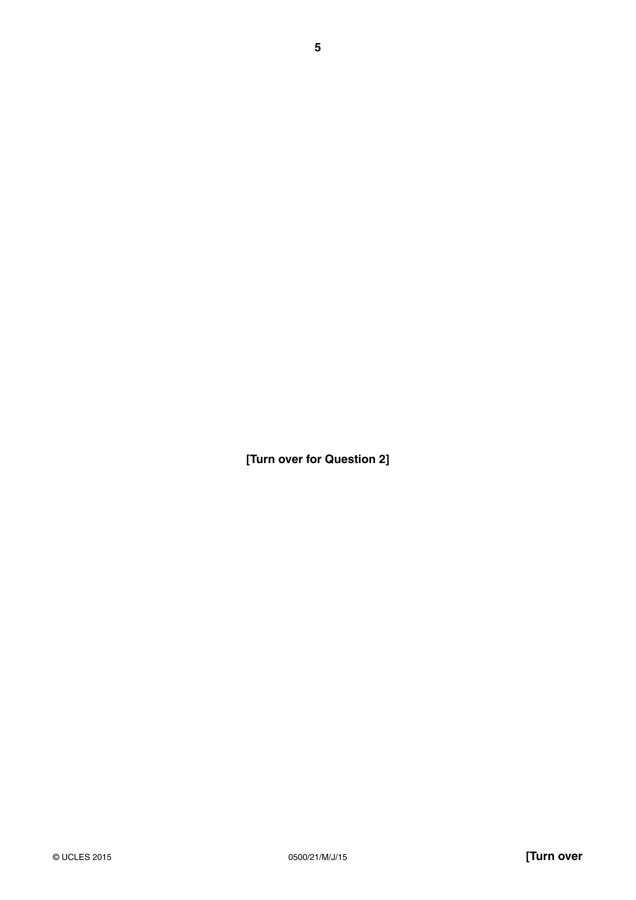Cambridge IGCSE English - First Language 0500 2015 May/June Paper 2 · Variant 1 question paper, page 5 of 12