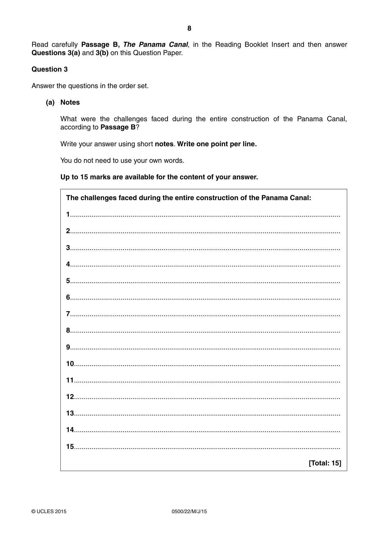 Cambridge IGCSE English - First Language 0500 2015 May/June Paper 2 · Variant 2 question paper, page 8 of 12