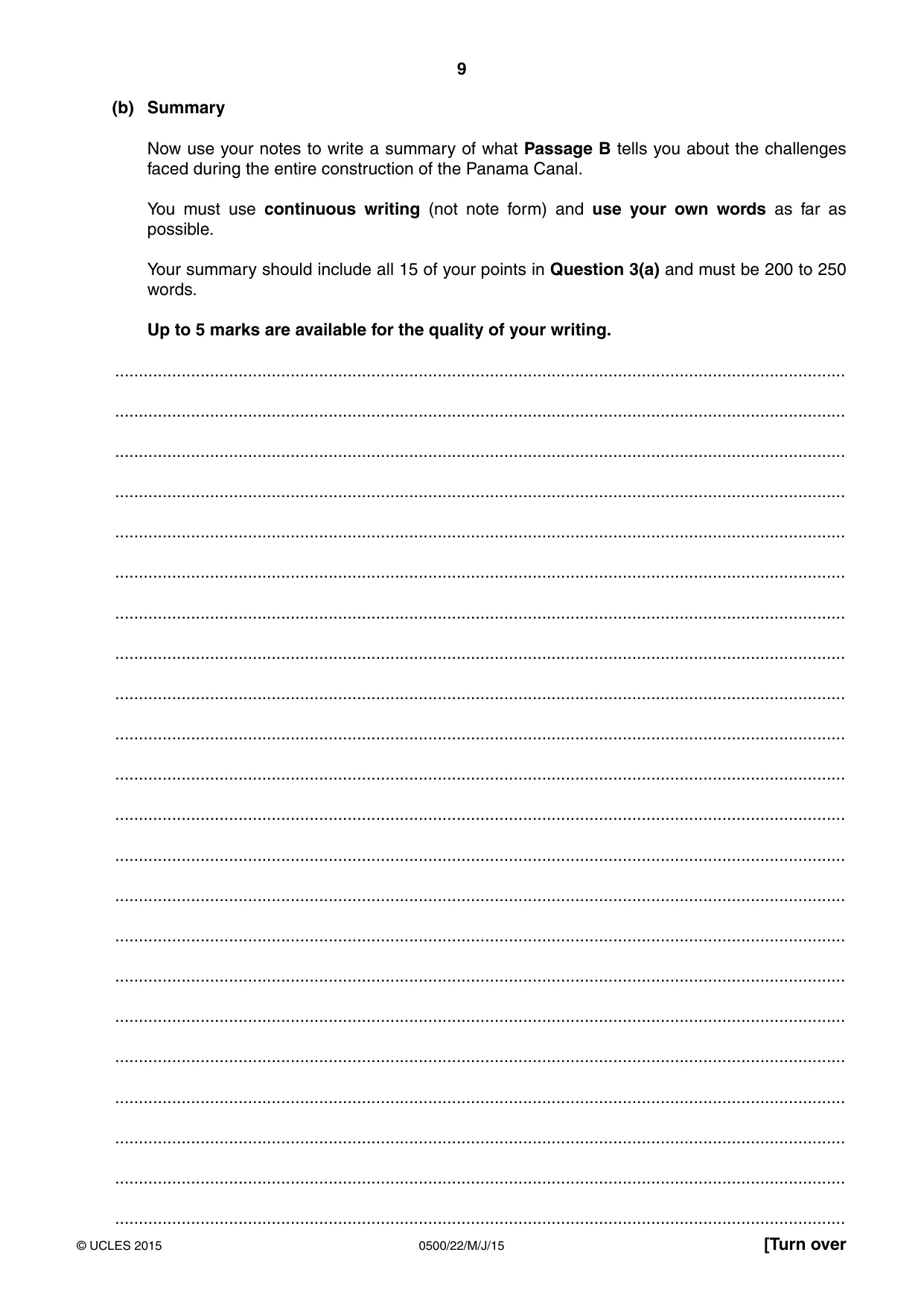Cambridge IGCSE English - First Language 0500 2015 May/June Paper 2 · Variant 2 question paper, page 9 of 12