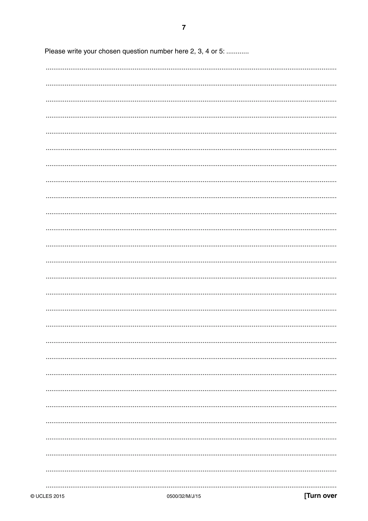 Cambridge IGCSE English - First Language 0500 2015 May/June Paper 3 · Variant 2 question paper, page 7 of 12