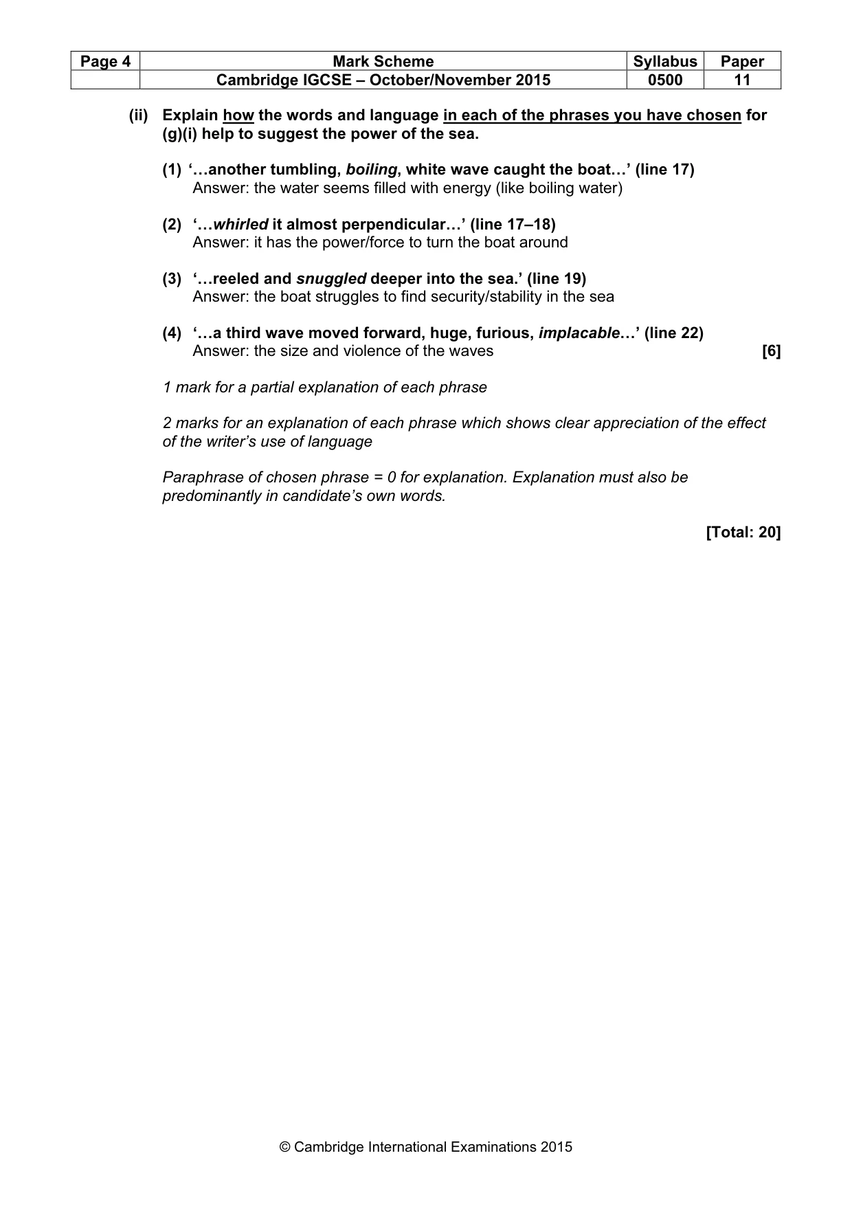 Mark scheme, page 4 of 10