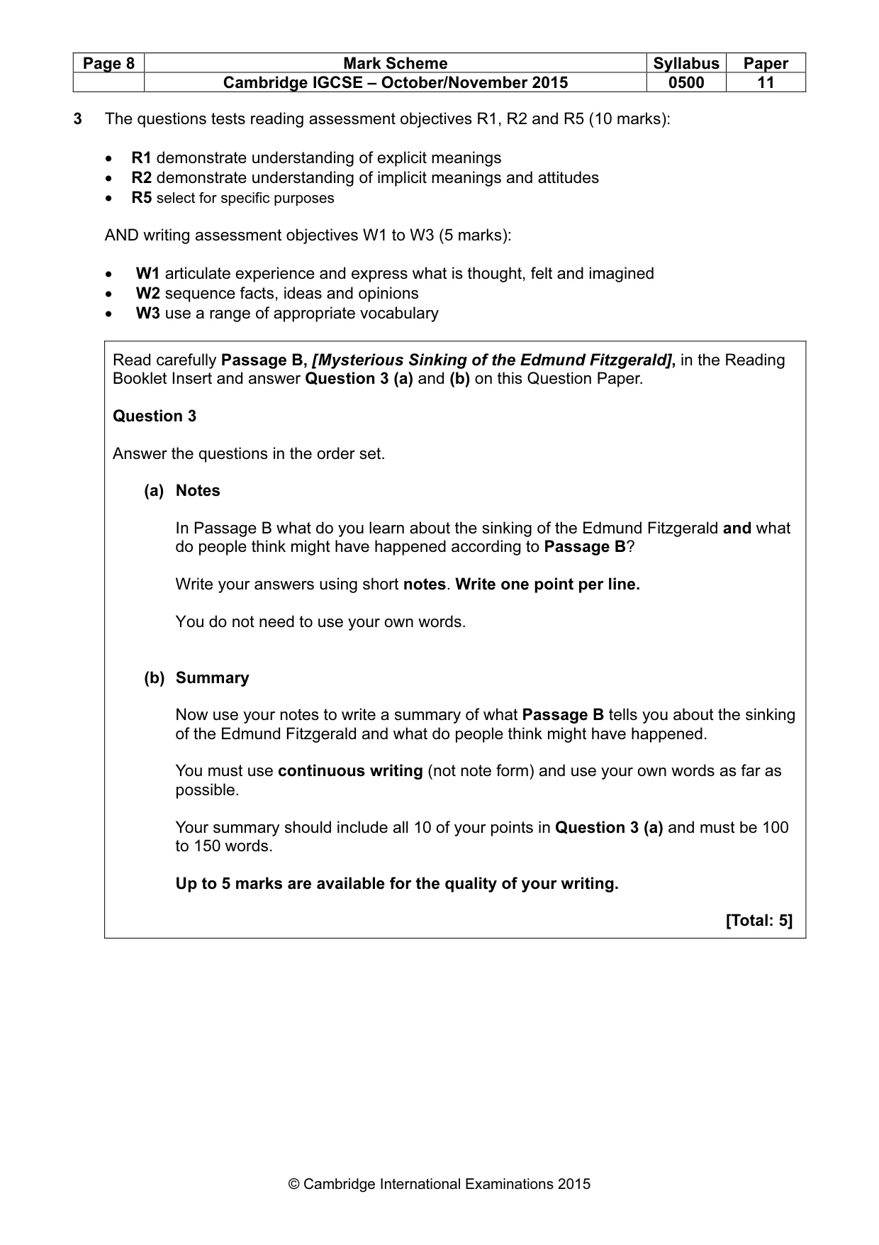 Mark scheme, page 8 of 10
