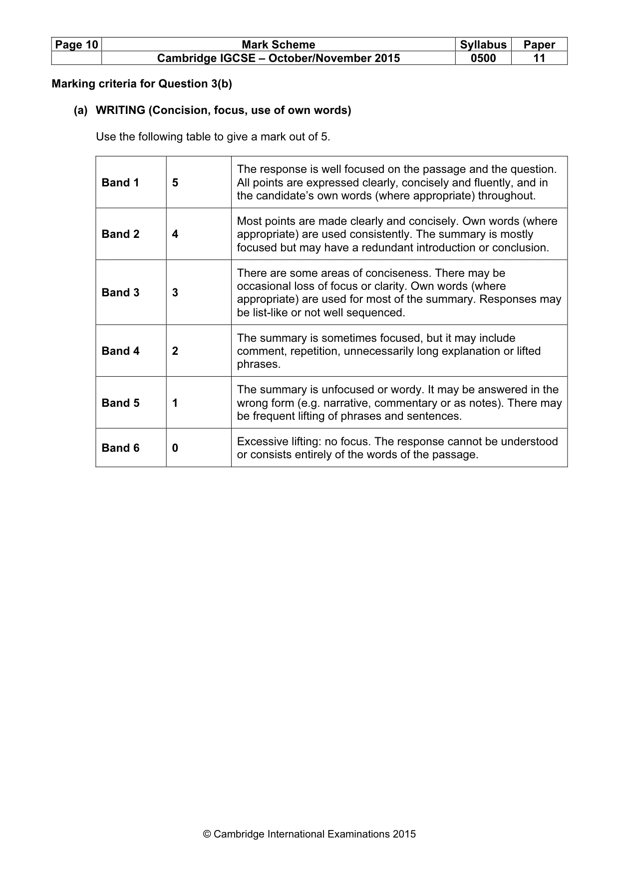 Mark scheme, page 10 of 10