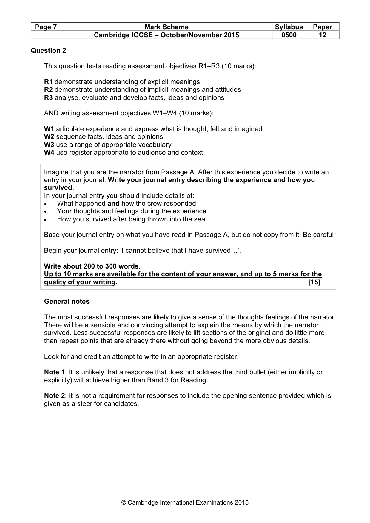 Mark scheme, page 7 of 12