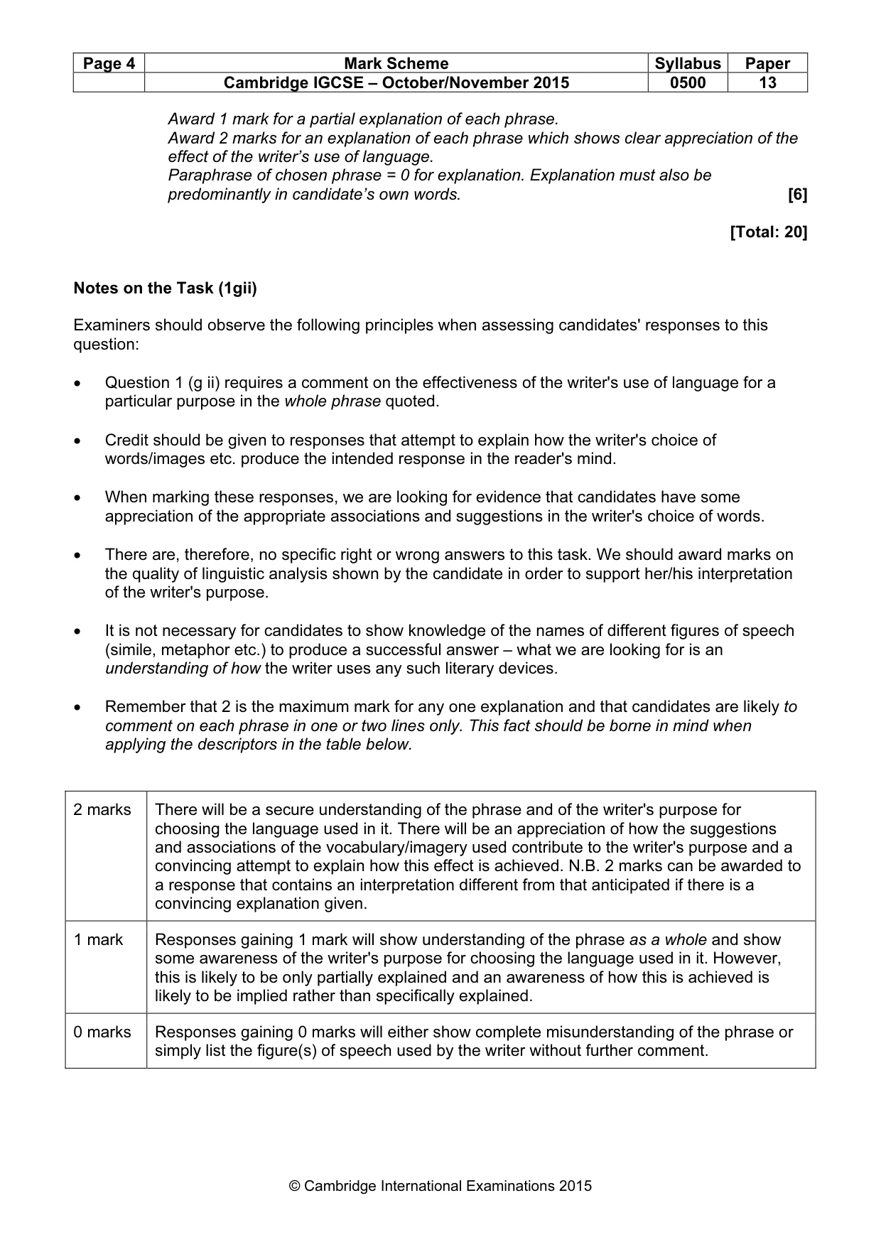 Mark scheme, page 4 of 10