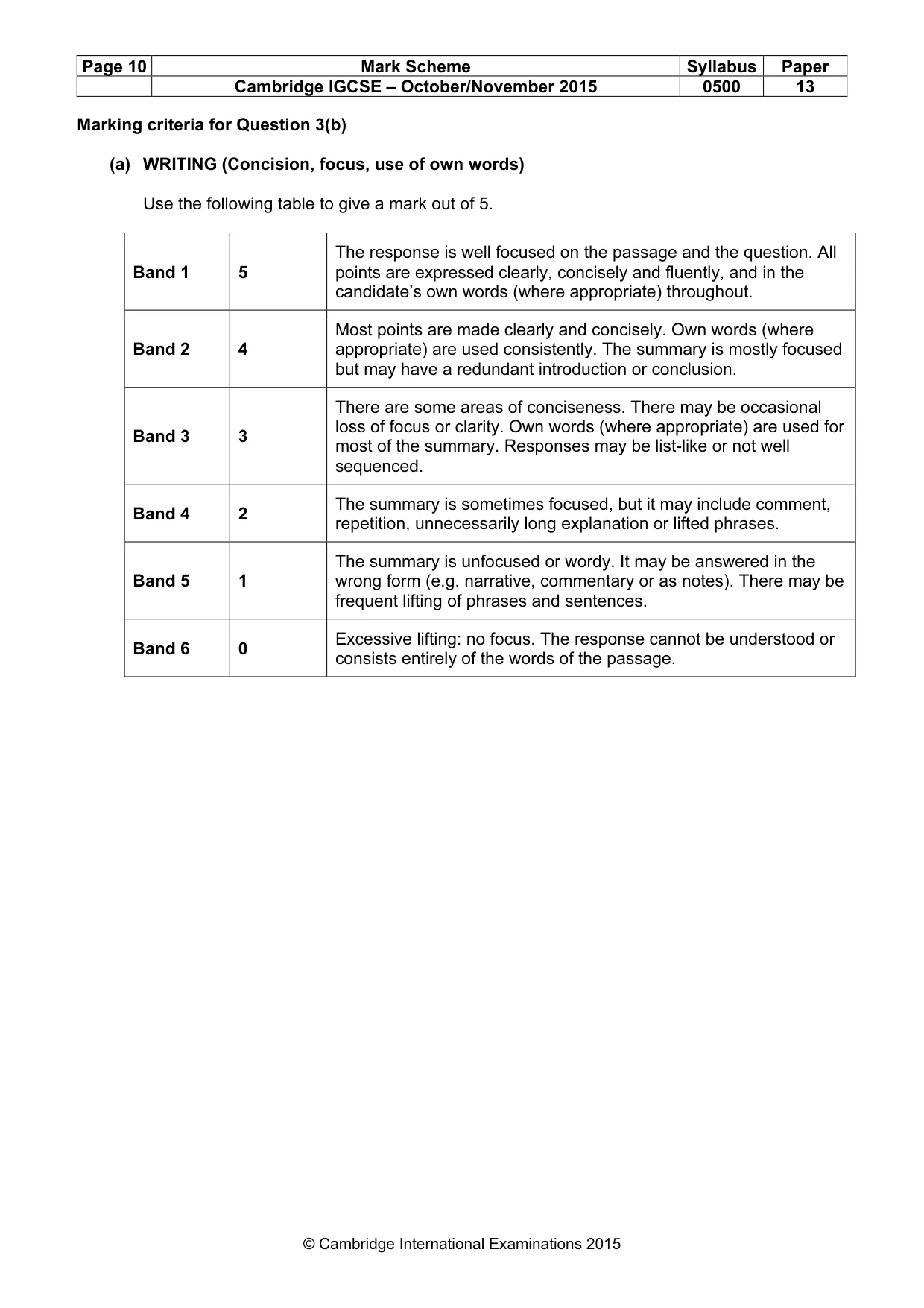 Mark scheme, page 10 of 10