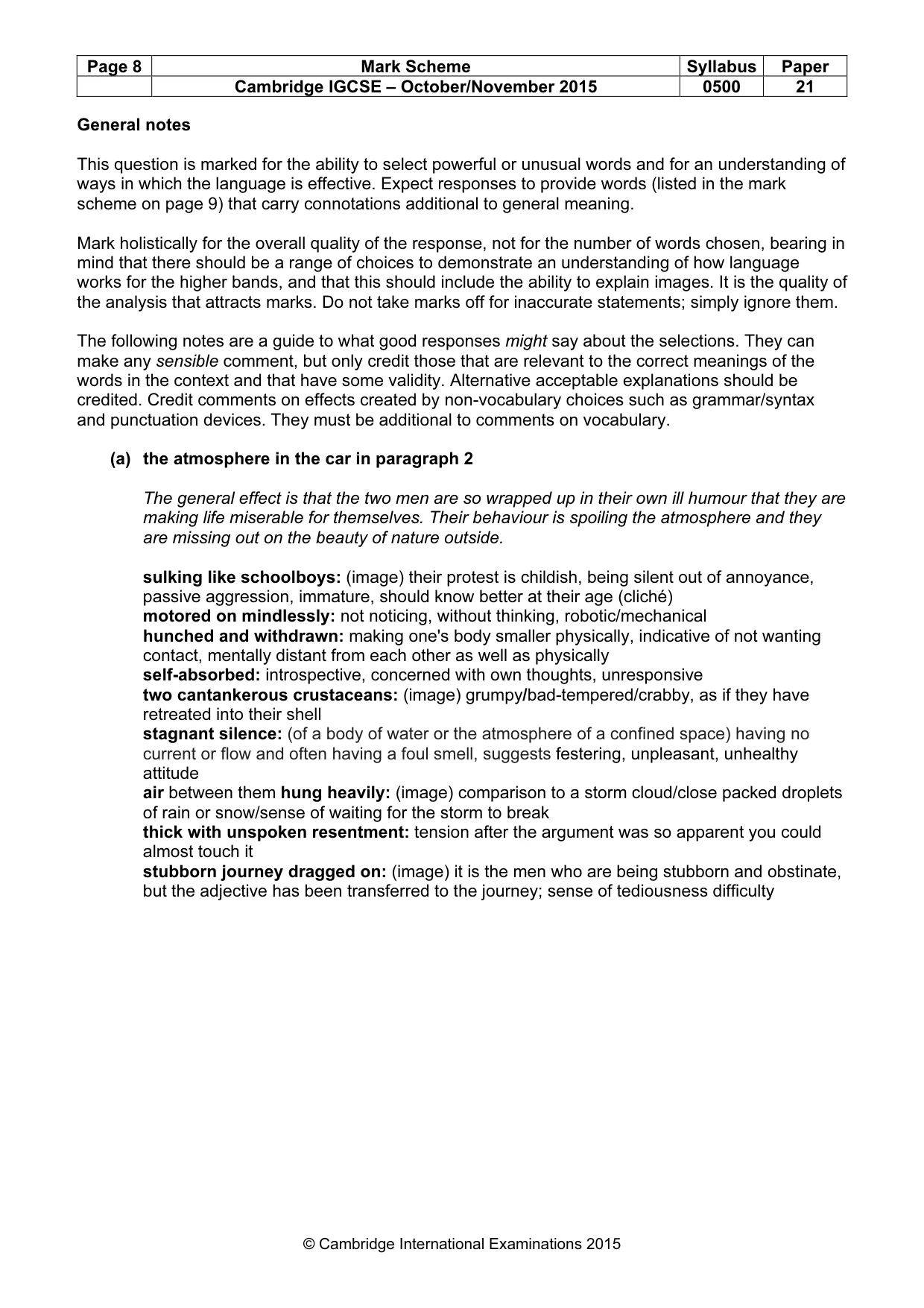 Mark scheme, page 8 of 12