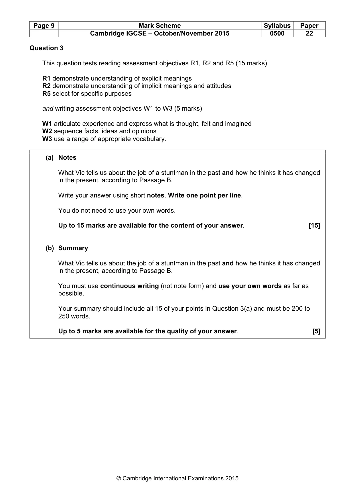 Mark scheme, page 9 of 11