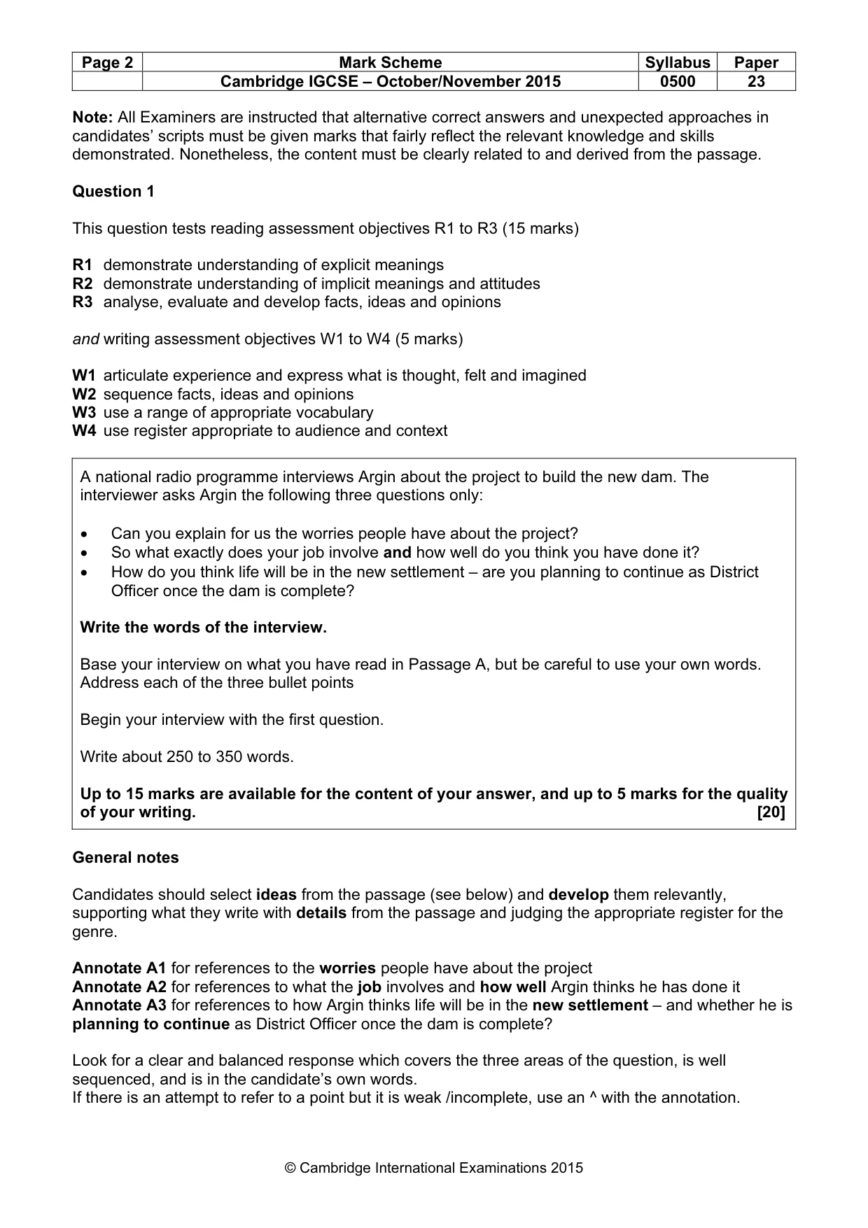 Mark scheme, page 2 of 10