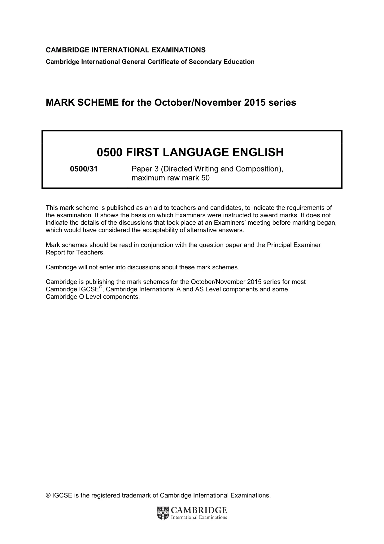 Mark scheme, page 1 of 8