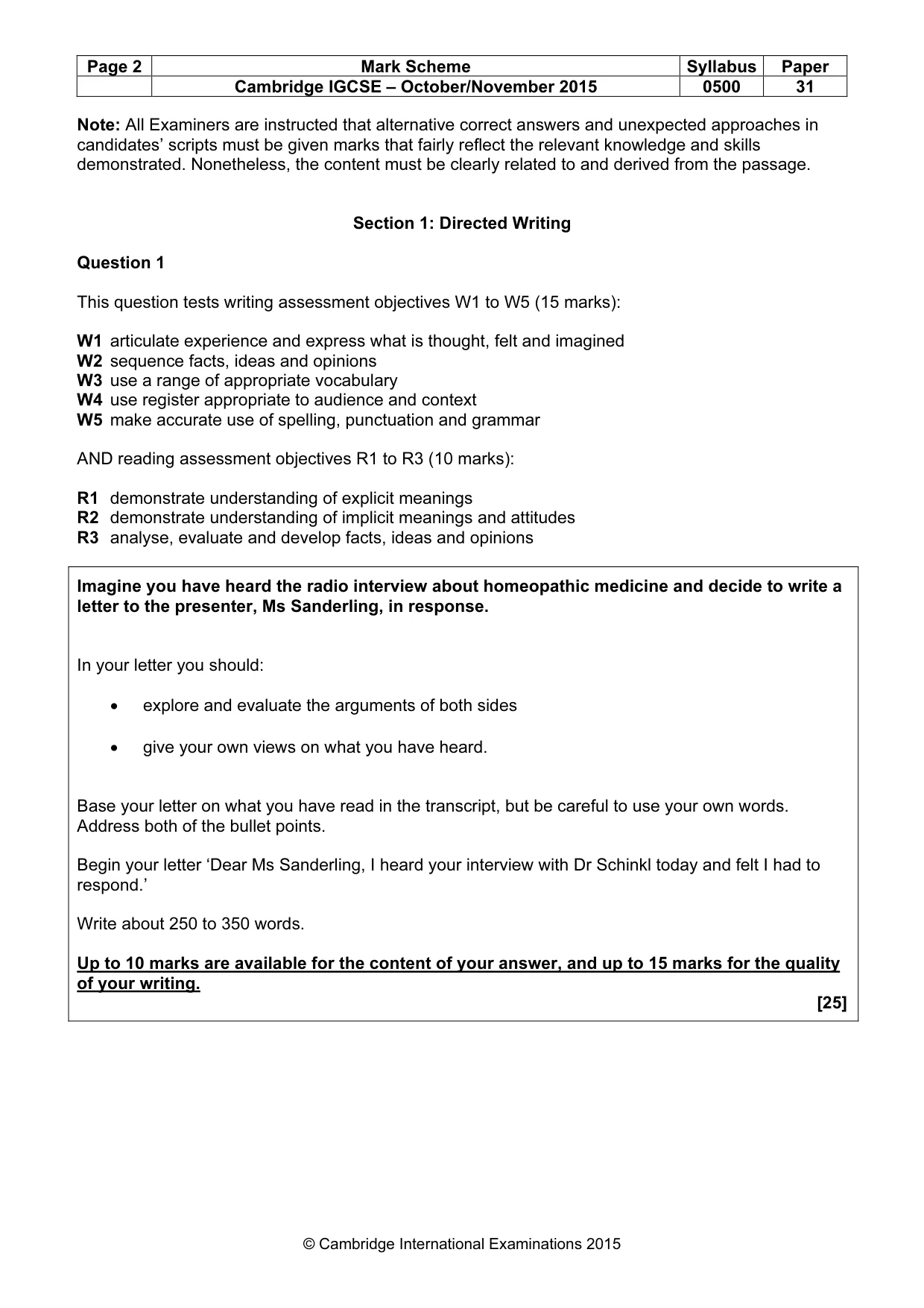 Mark scheme, page 2 of 8
