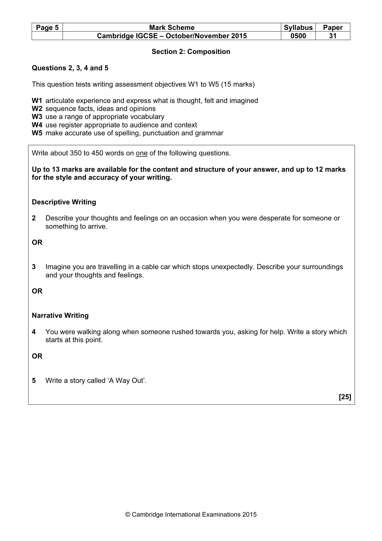 Mark scheme, page 5 of 8