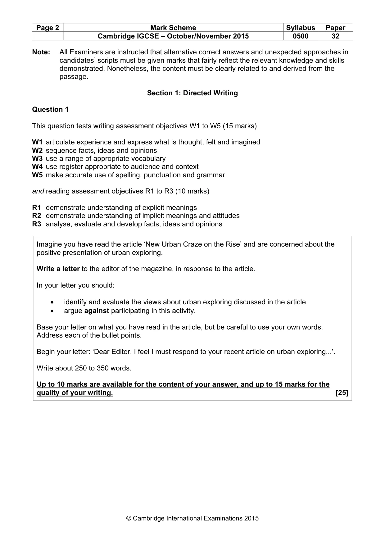 Mark scheme, page 2 of 8