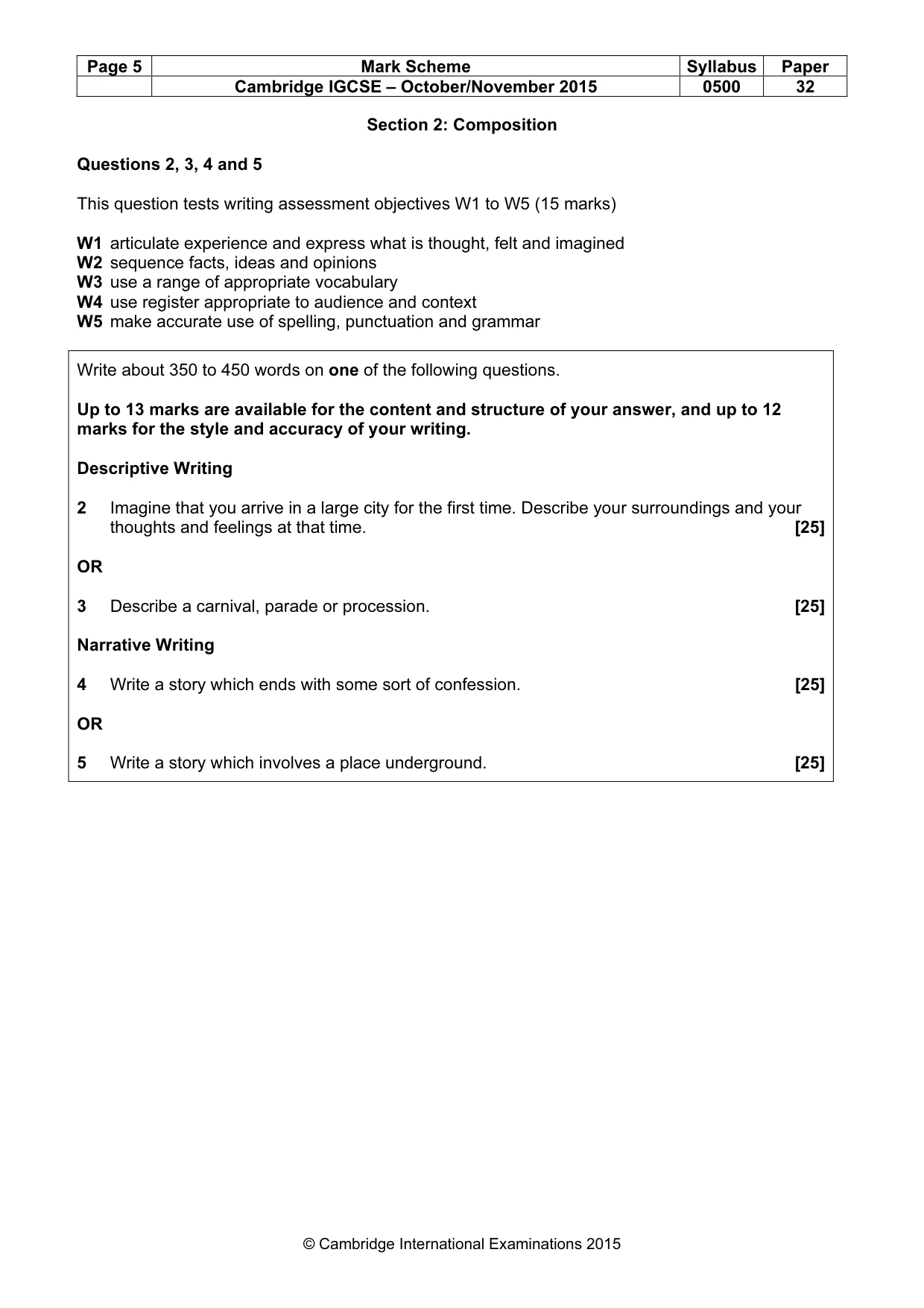 Mark scheme, page 5 of 8