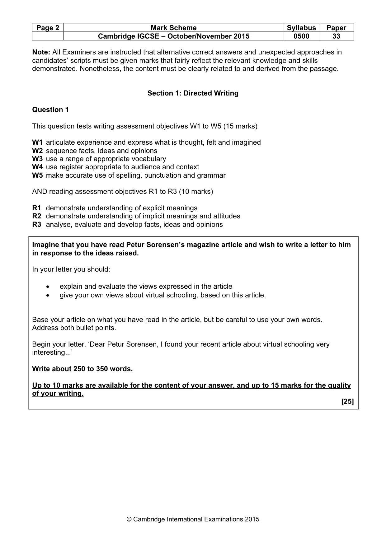 Mark scheme, page 2 of 8