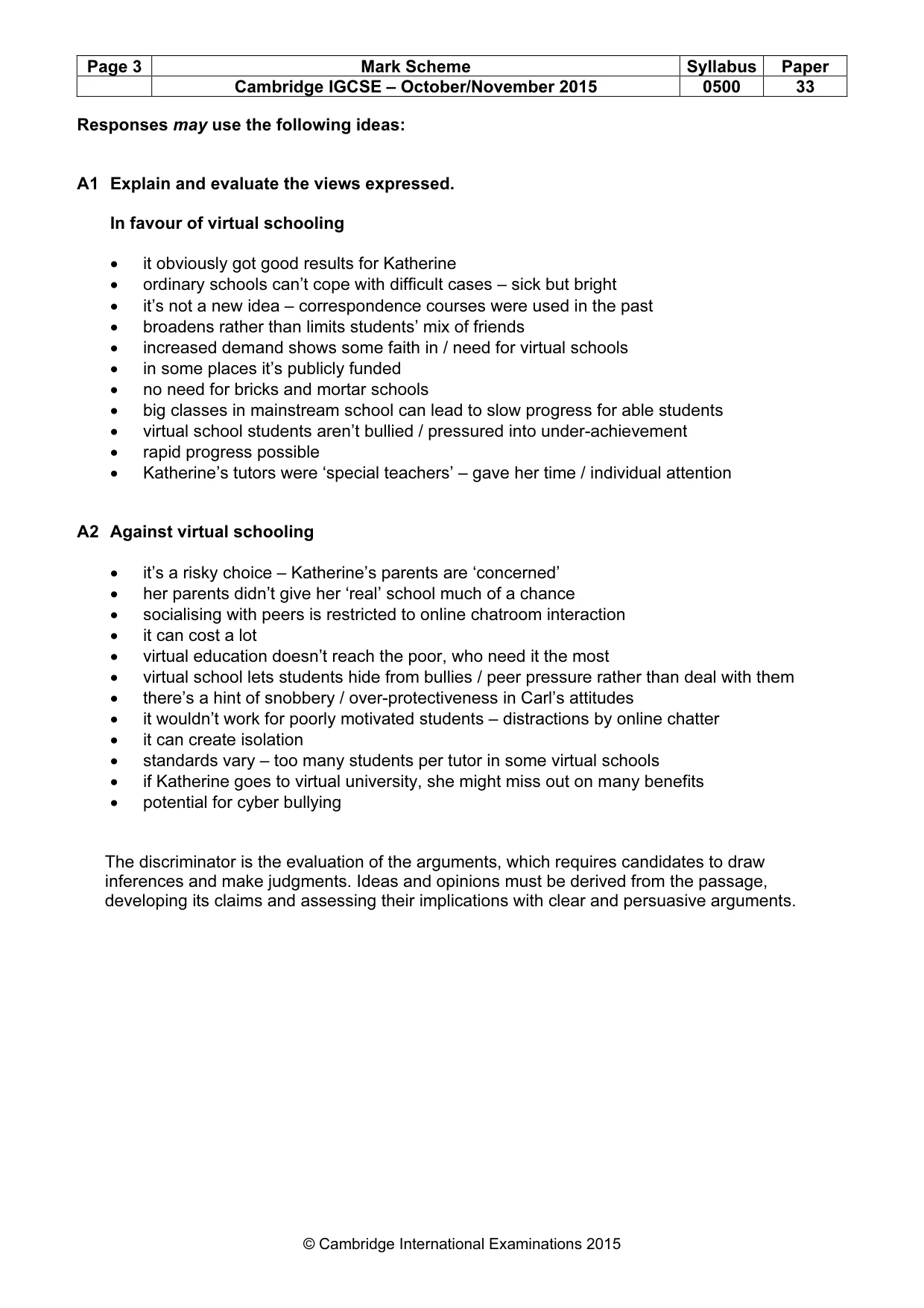 Mark scheme, page 3 of 8