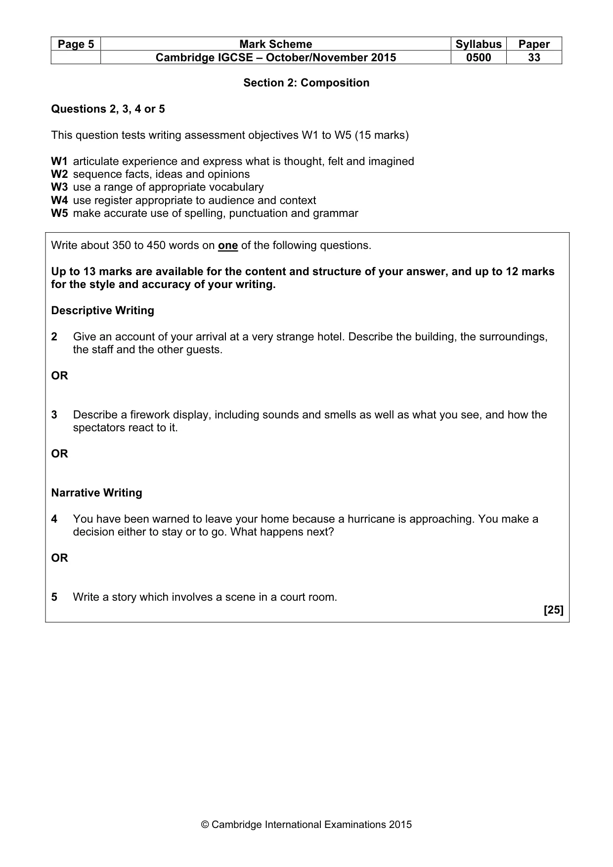 Mark scheme, page 5 of 8