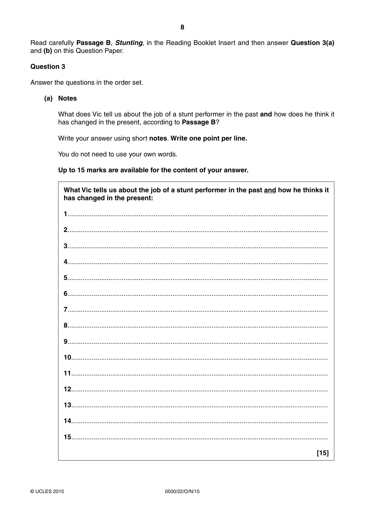 Cambridge IGCSE English - First Language 0500 2015 Oct/Nov Paper 2 · Variant 2 question paper, page 8 of 12