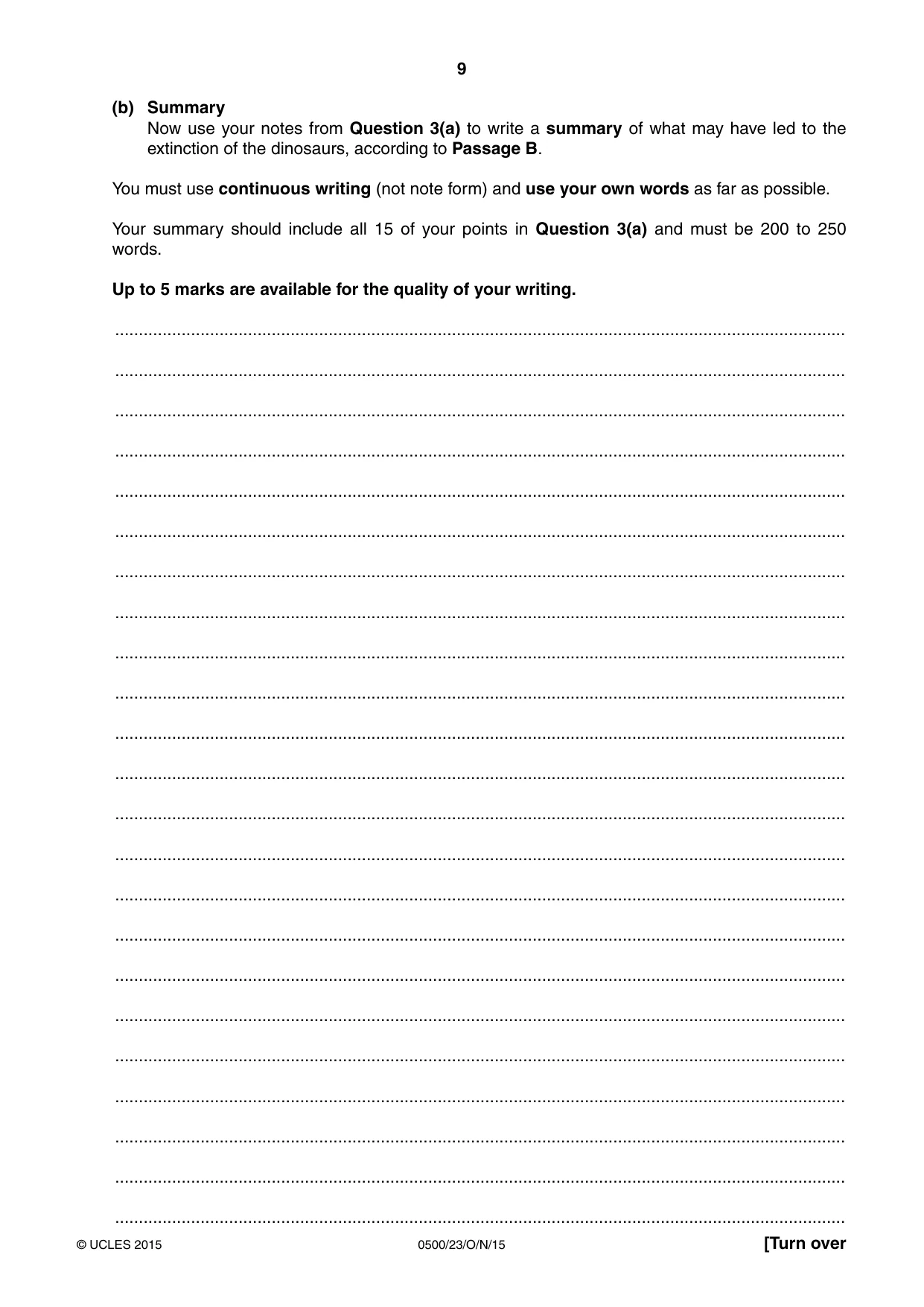 Cambridge IGCSE English - First Language 0500 2015 Oct/Nov Paper 2 · Variant 3 question paper, page 9 of 12